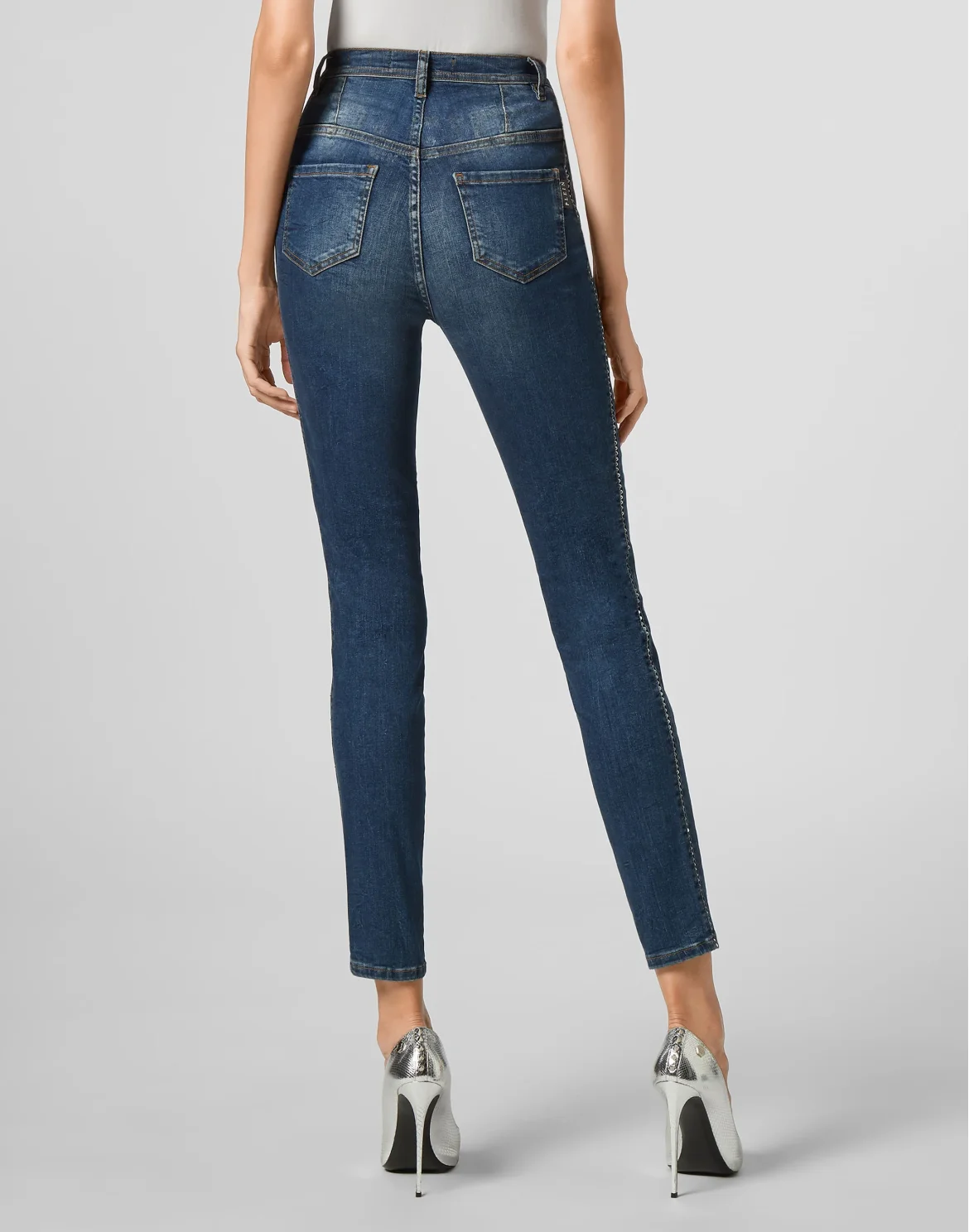 Super High Waist Jegging Rock logo Crystal, цвет: Синий