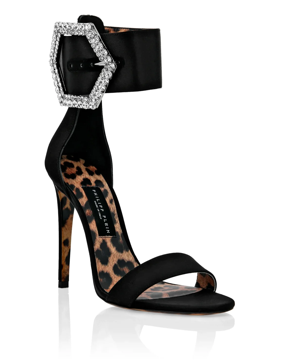 Satin Open Toe Hi-Heels Iconic Plein, цвет: Черный