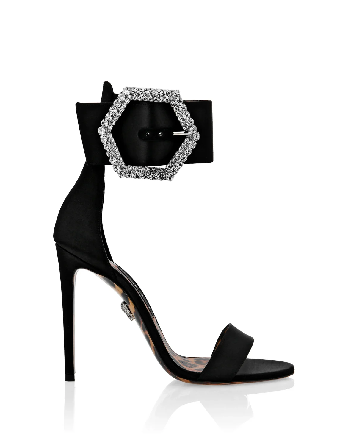 Satin Open Toe Hi-Heels Iconic Plein, цвет: Черный
