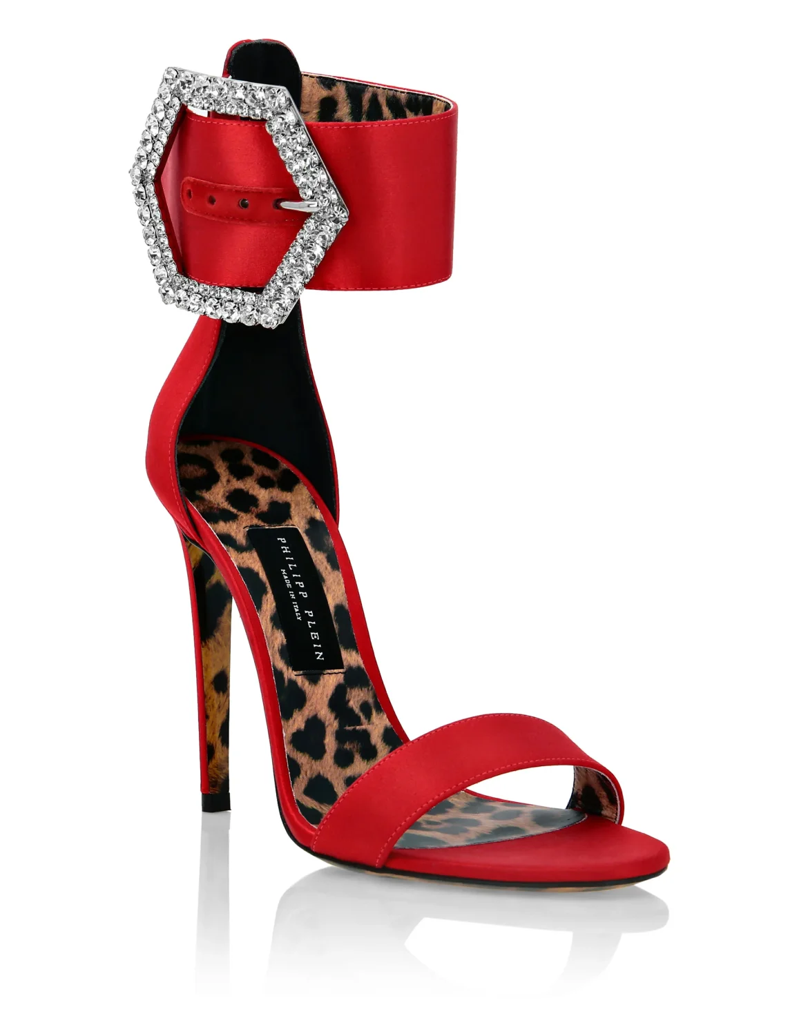 Satin Open Toe Hi-Heels Iconic Plein, цвет: Красный