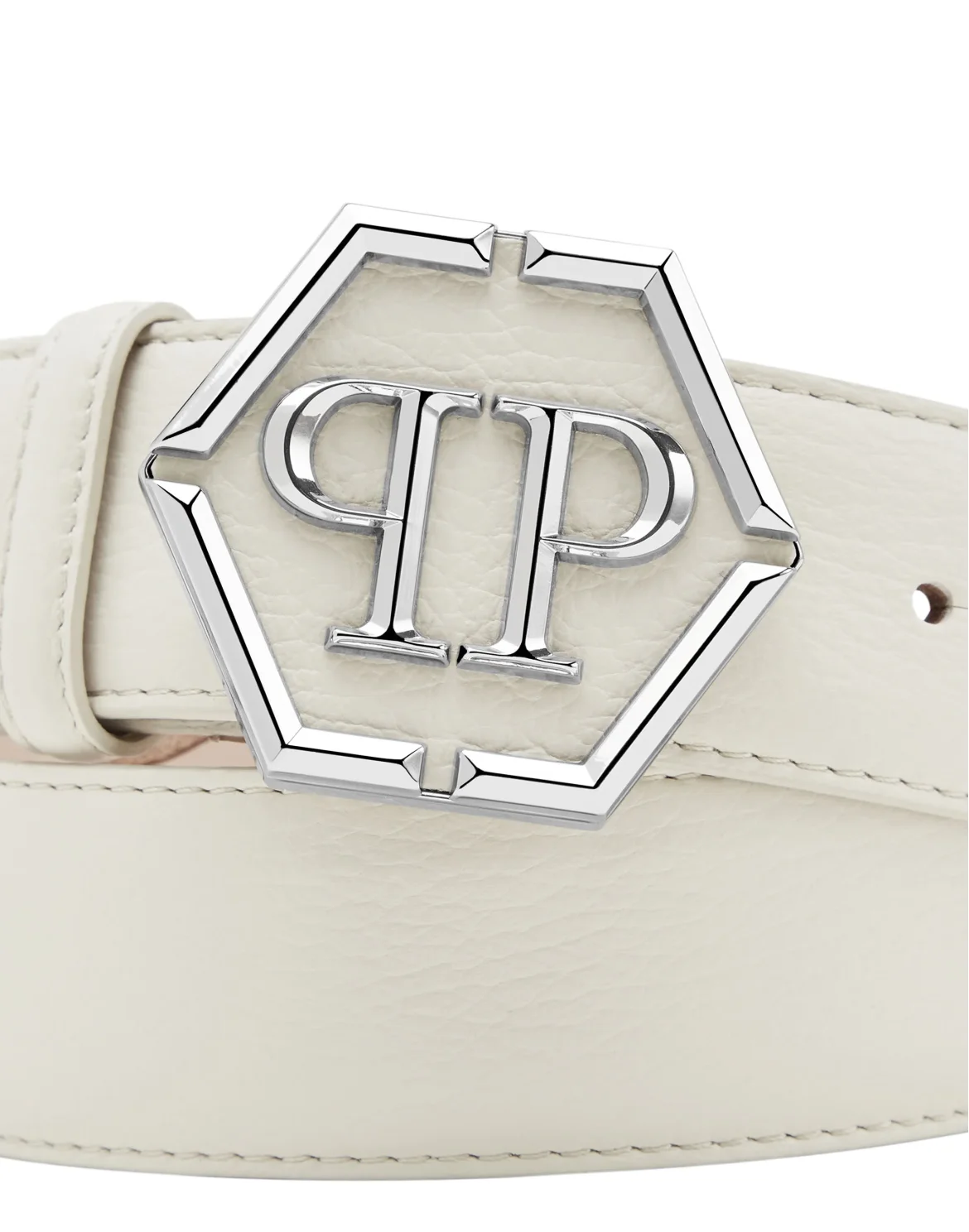 Leather Belt Hexagon, цвет: Бежевый