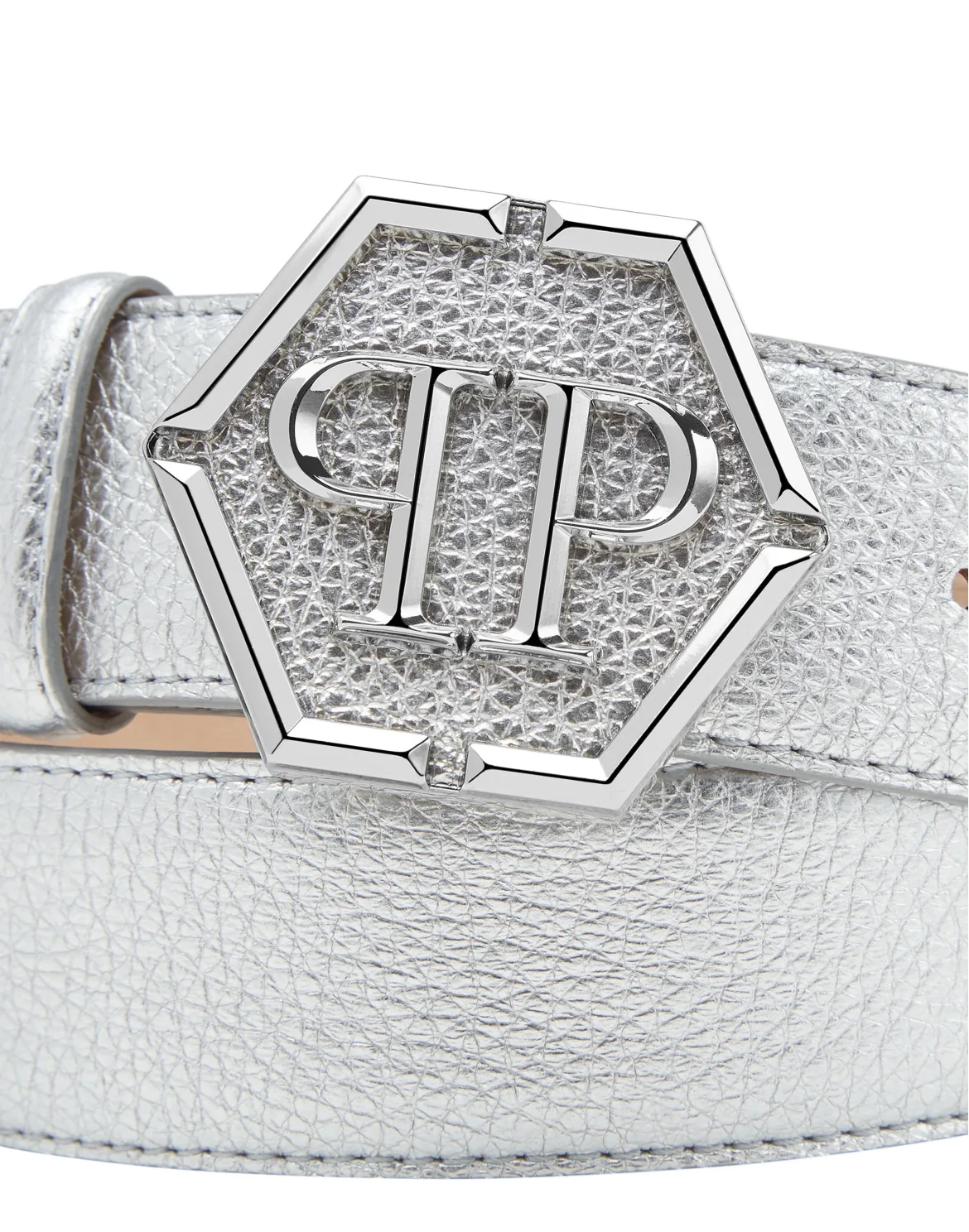 Leather Belt Hexagon, цвет: Серебристый