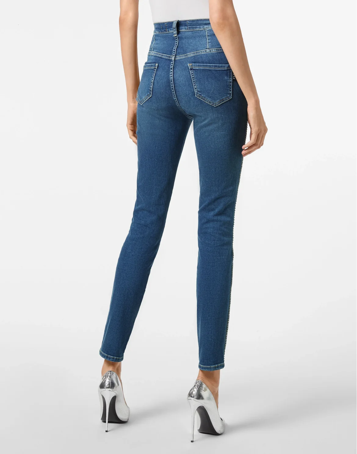 Denim Super High Waist Jegging Studs, цвет: Синий