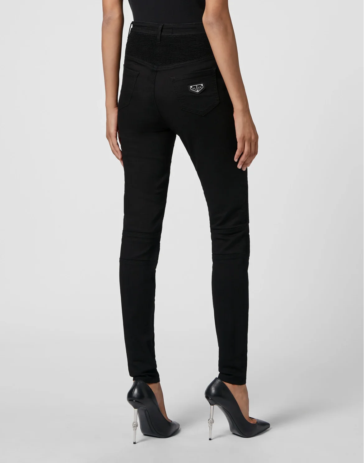Denim  High Waist Biker Iconic Plein, цвет: Черный