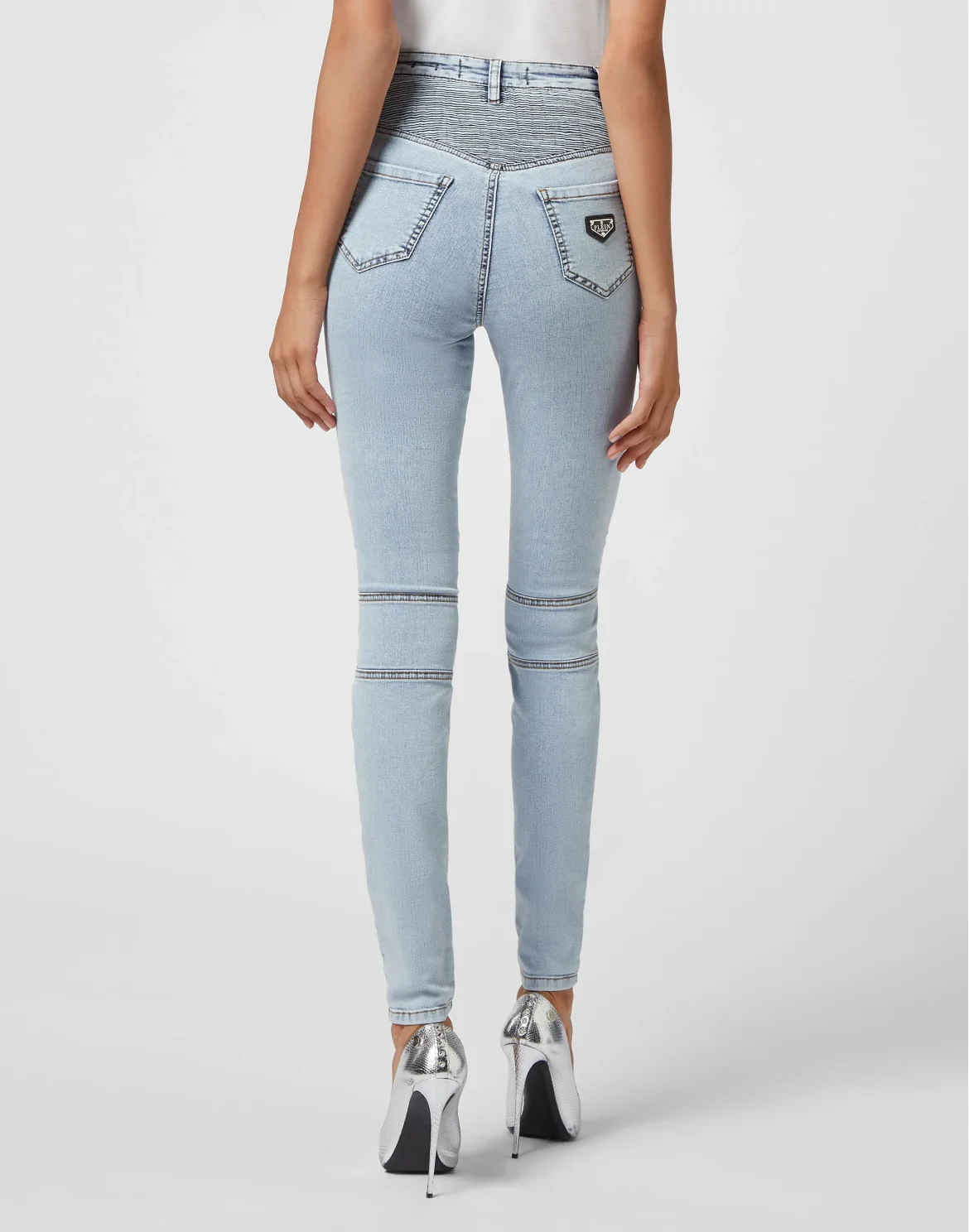 Denim  High Waist Biker Iconic Plein, цвет: Голубой