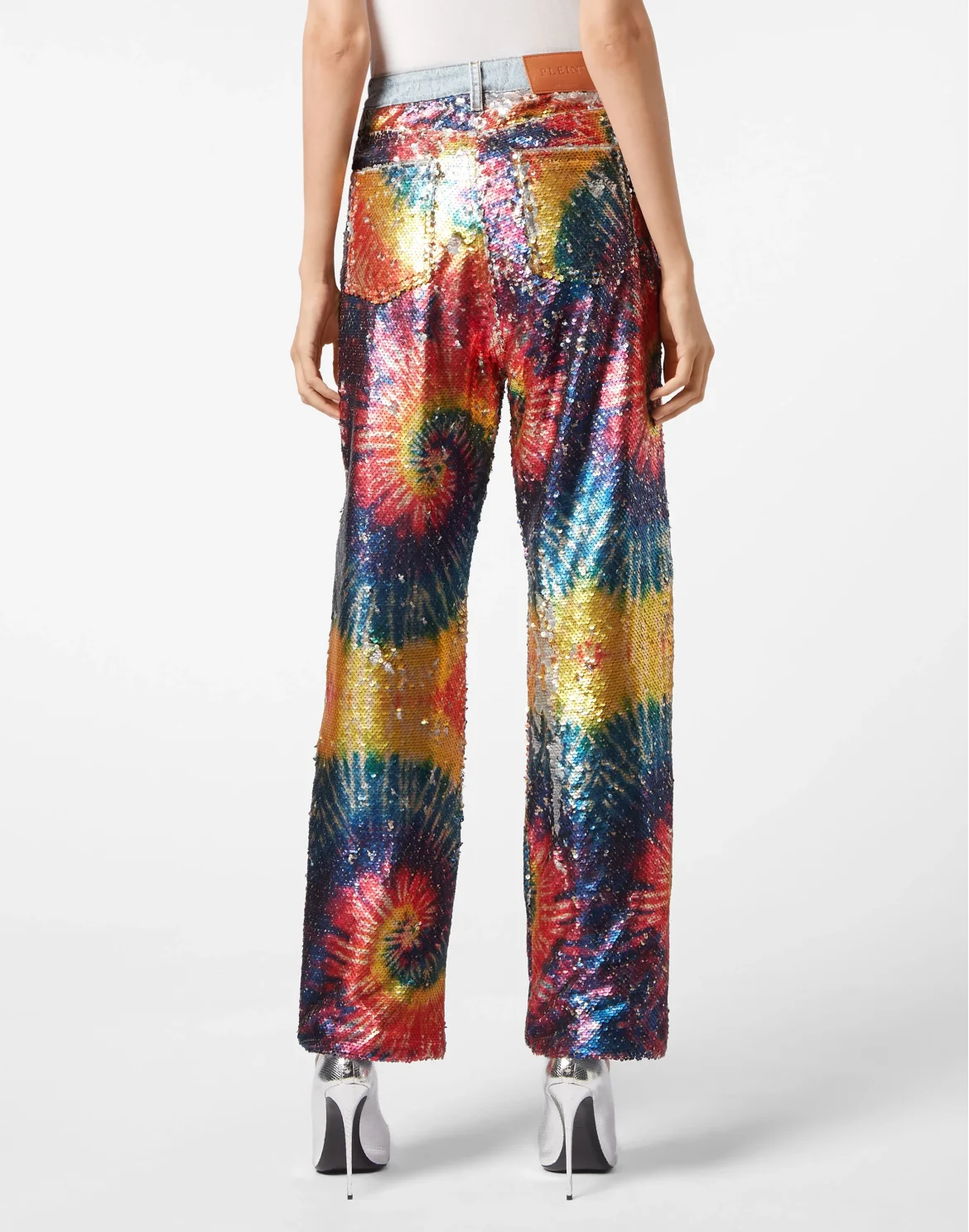 Denim Super Loose Fit Paillettes Multicolor Tie dye, цвет: Голубой