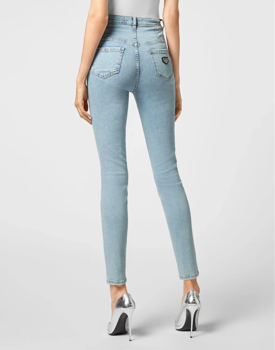 Denim Super High Waist Jegging Iconic Plein, цвет: Голубой
