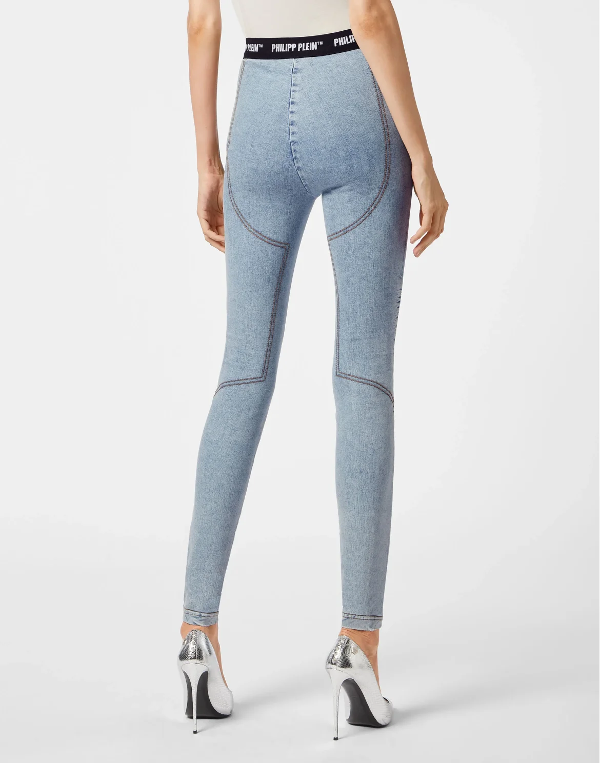 Super High Waist Leggings Philipp Plein TM, цвет: Голубой
