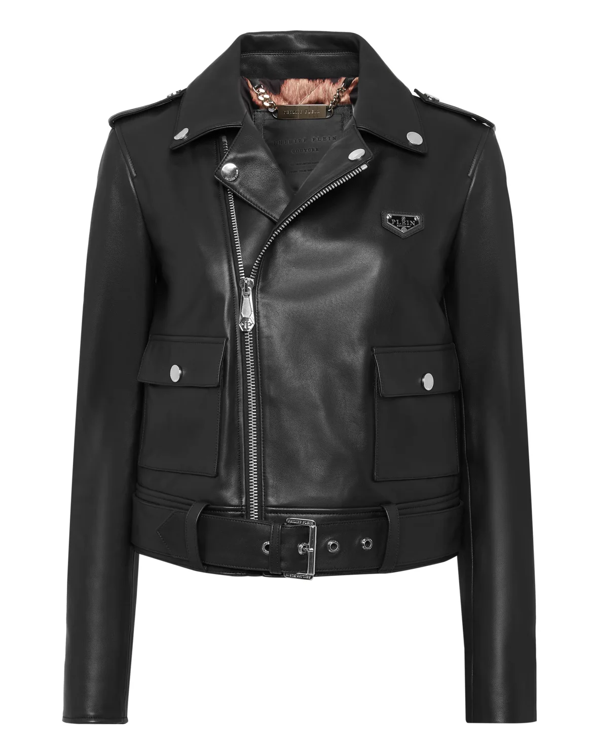 Leather Biker Iconic Plein, цвет: Черный