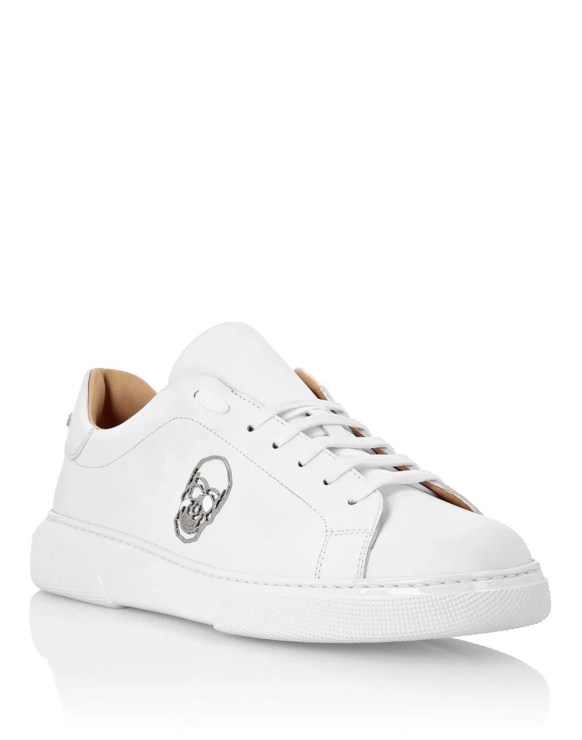 Rubber Leather Lo-Top Sneakers The $kull TM, цвет: Белый