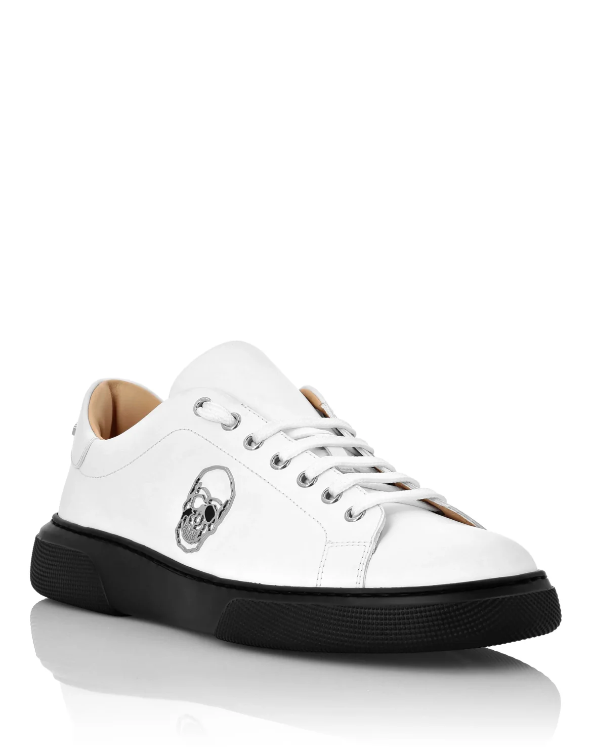 Rubber Leather Lo-Top Sneakers The $kull TM, цвет: Белый