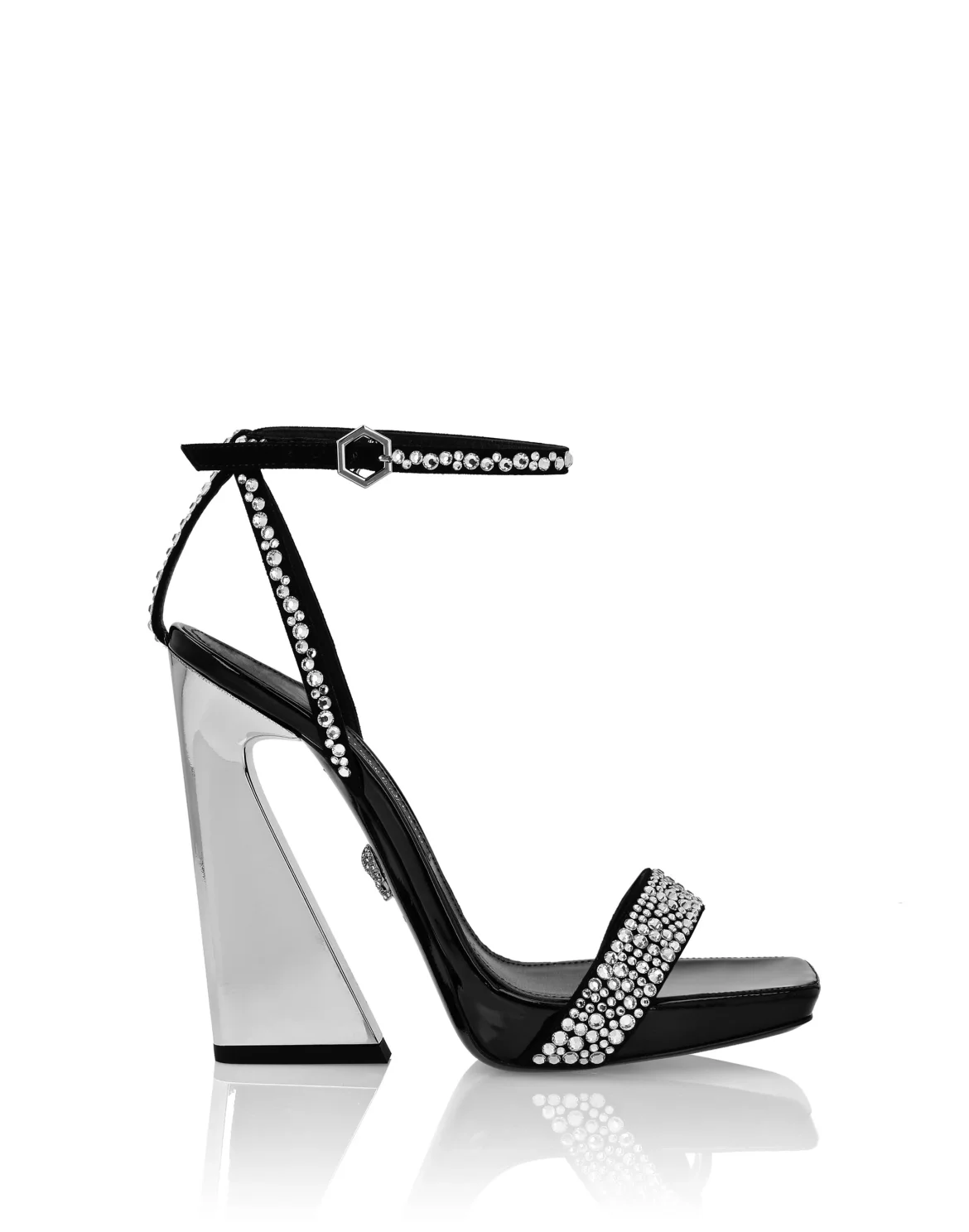 Crystal Ankle Strap Sandals, цвет: Черный