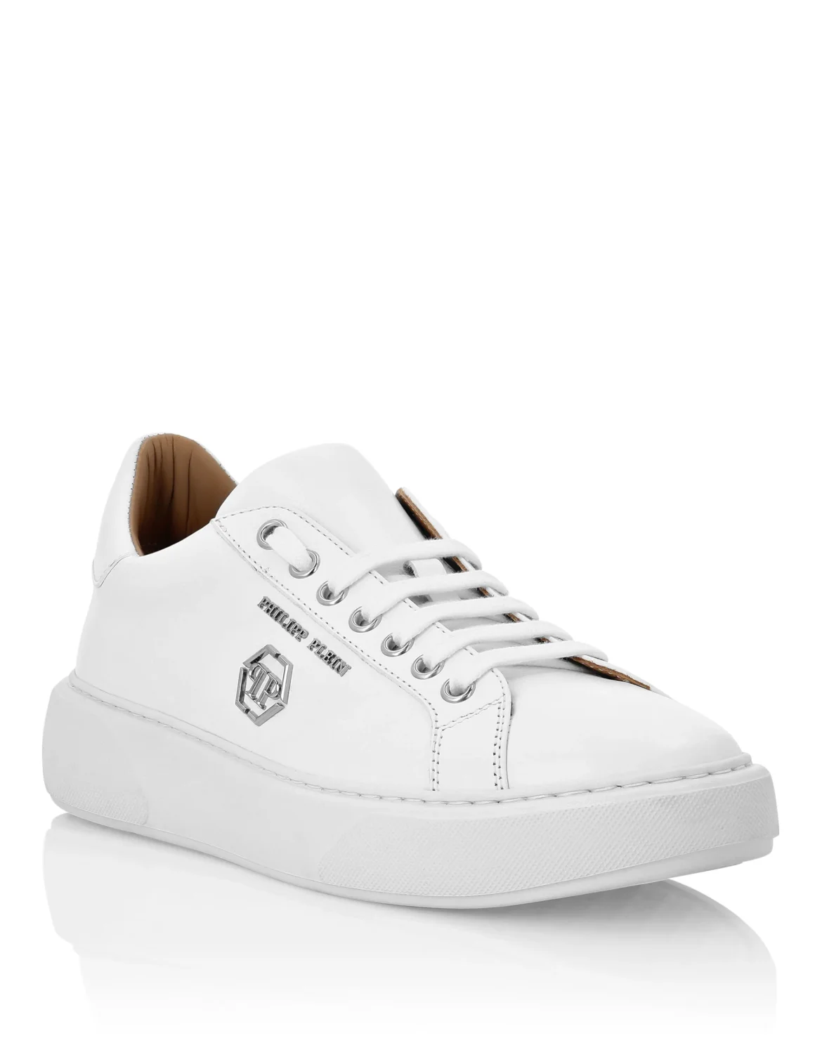 Leather Lo-Top Sneakers Hexagon, цвет: Белый