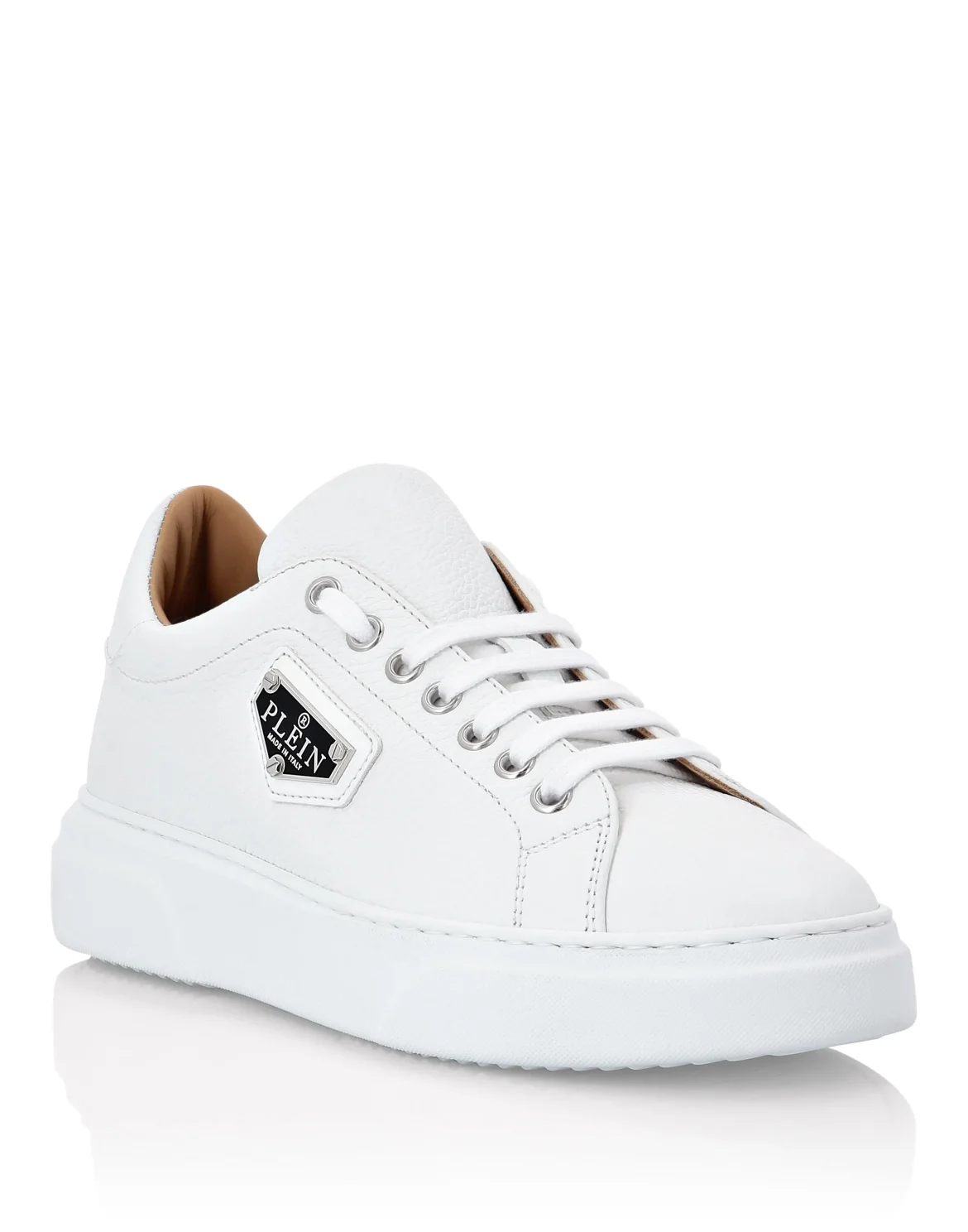 Leather Lo-Top Sneakers Iconic Plein, цвет: Белый