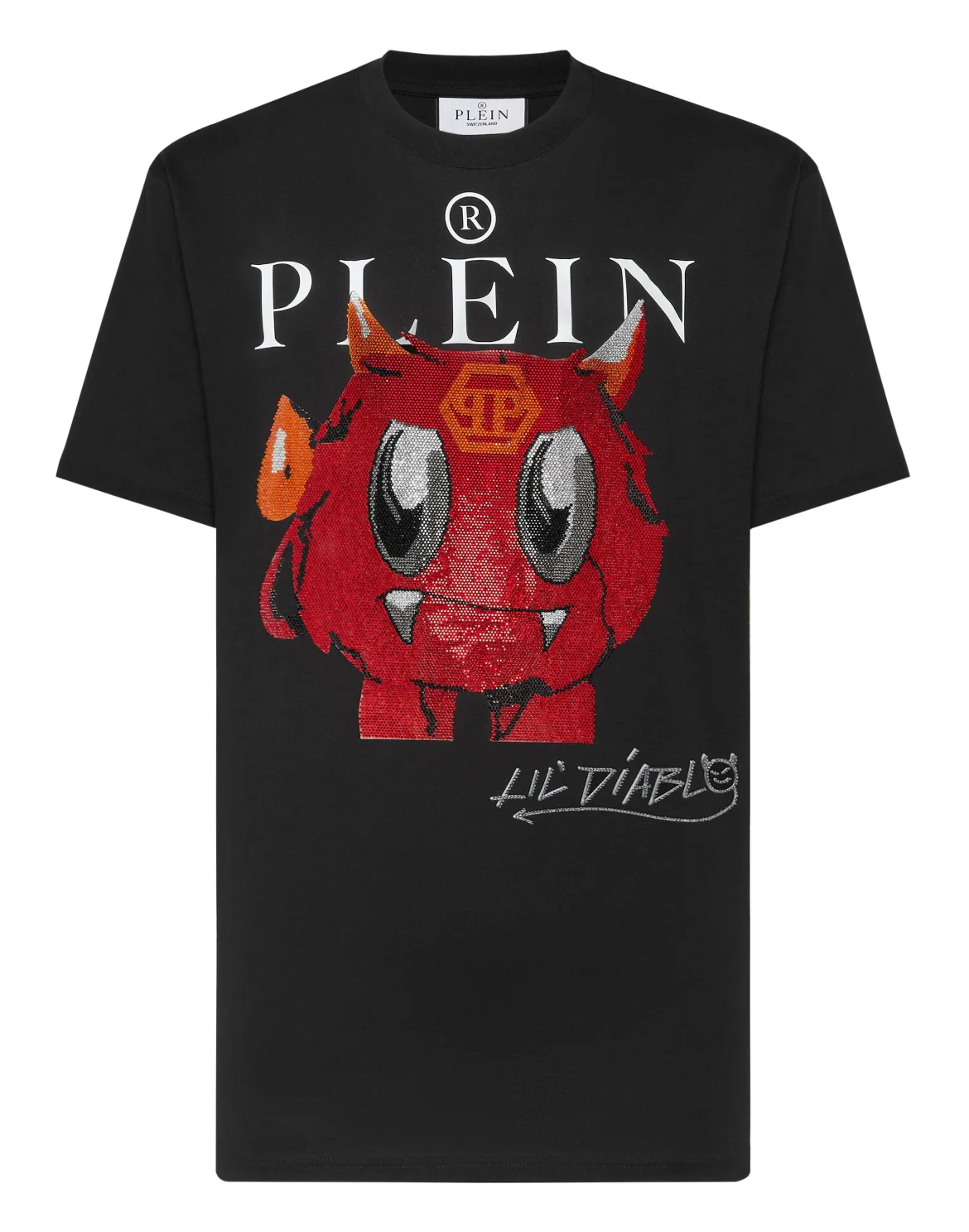 T-shirt Round Neck SS Monsters with Crystals, цвет: Черный