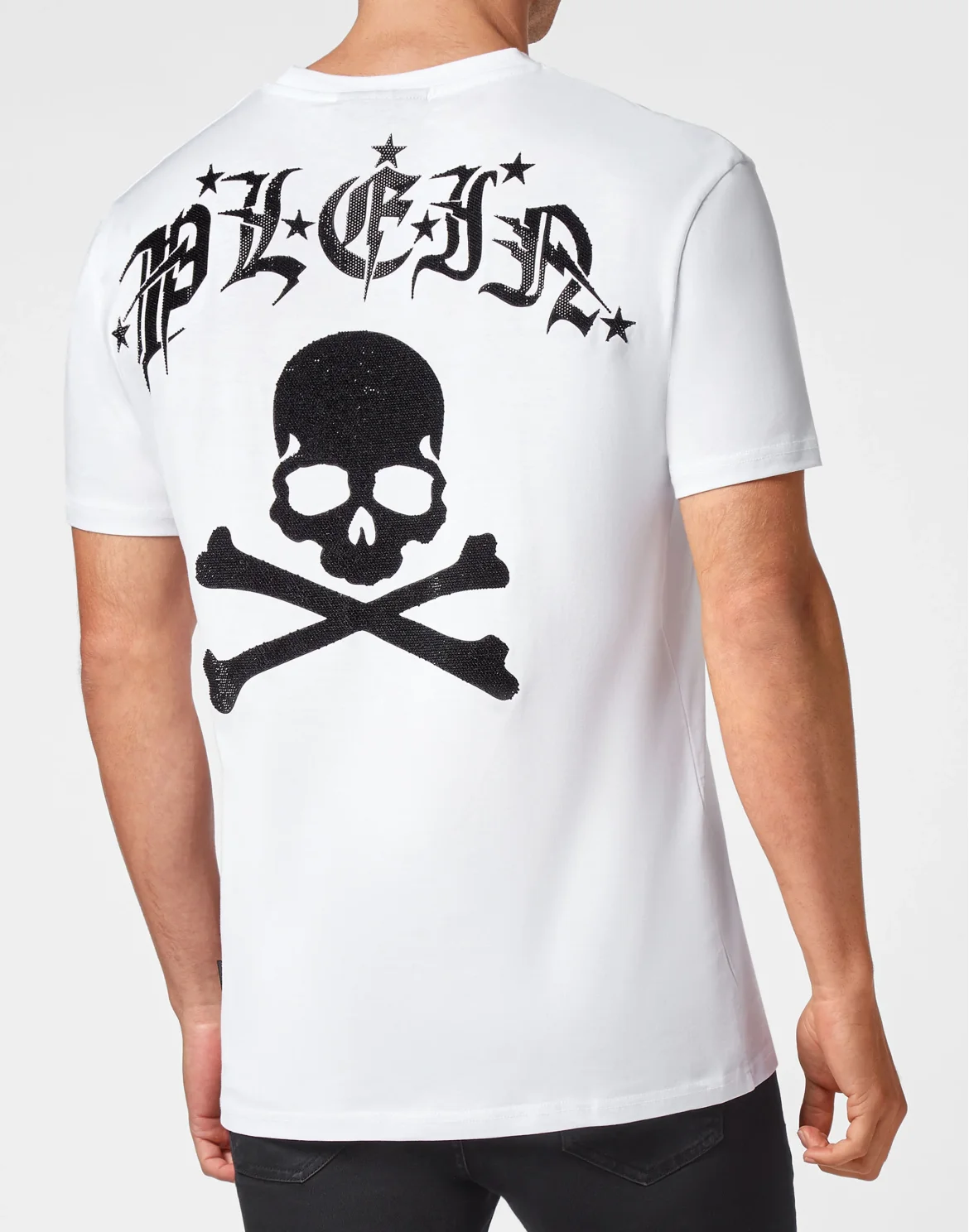 T-shirt Round Neck SS Gothic Plein with Crystals, цвет: Белый
