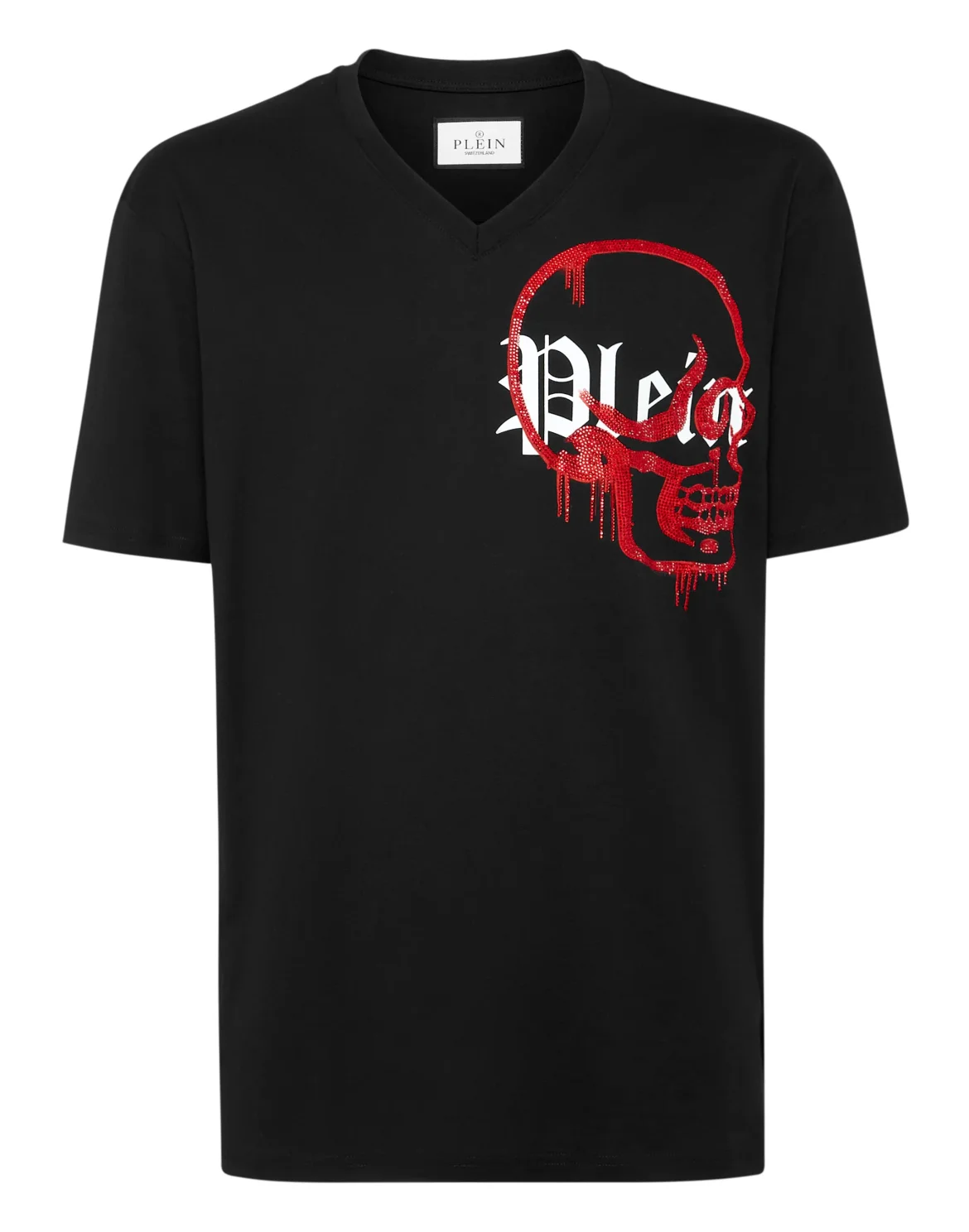T-shirt V-Neck SS Graffiti with Crystals, цвет: Черный