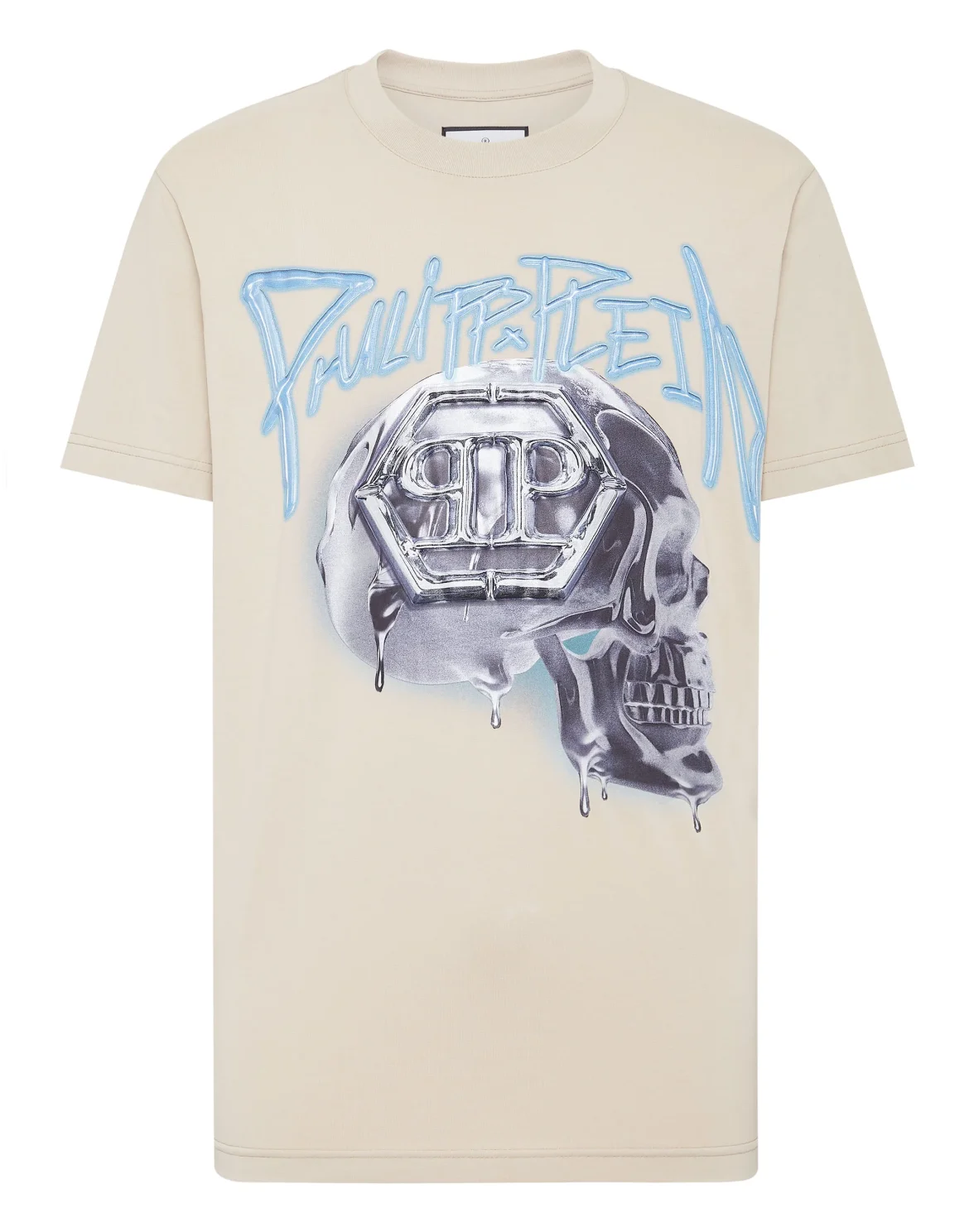 T-shirt Round Neck Skull, цвет: Бежевый
