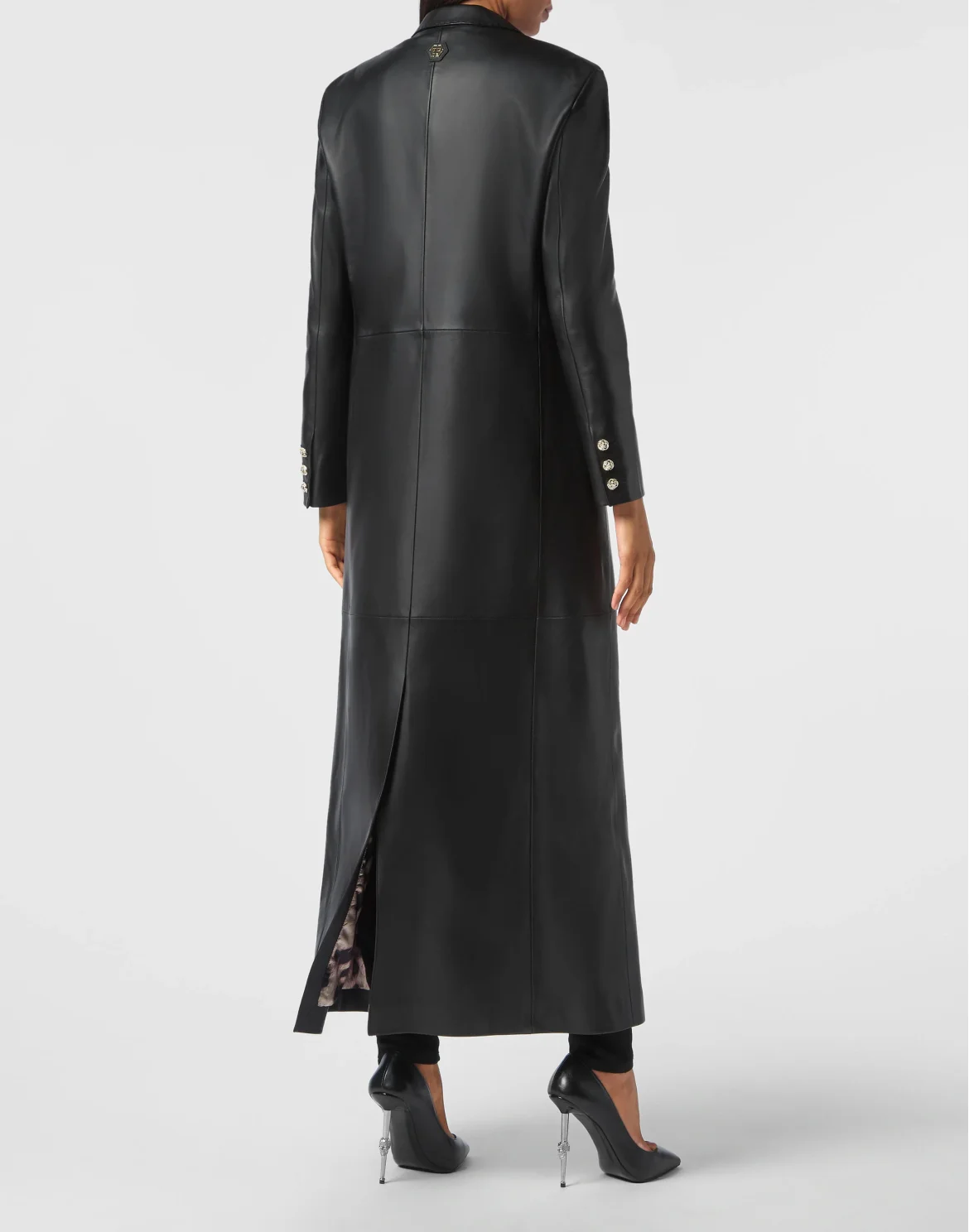 Leather Extra Long Coat, цвет: Черный