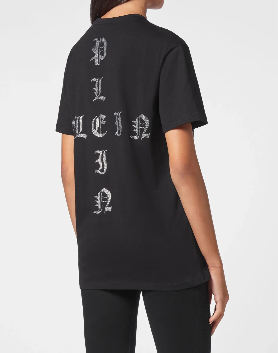 T-shirt Round Neck SS Man Fit Gothic Plein with Crystals, цвет: Черный