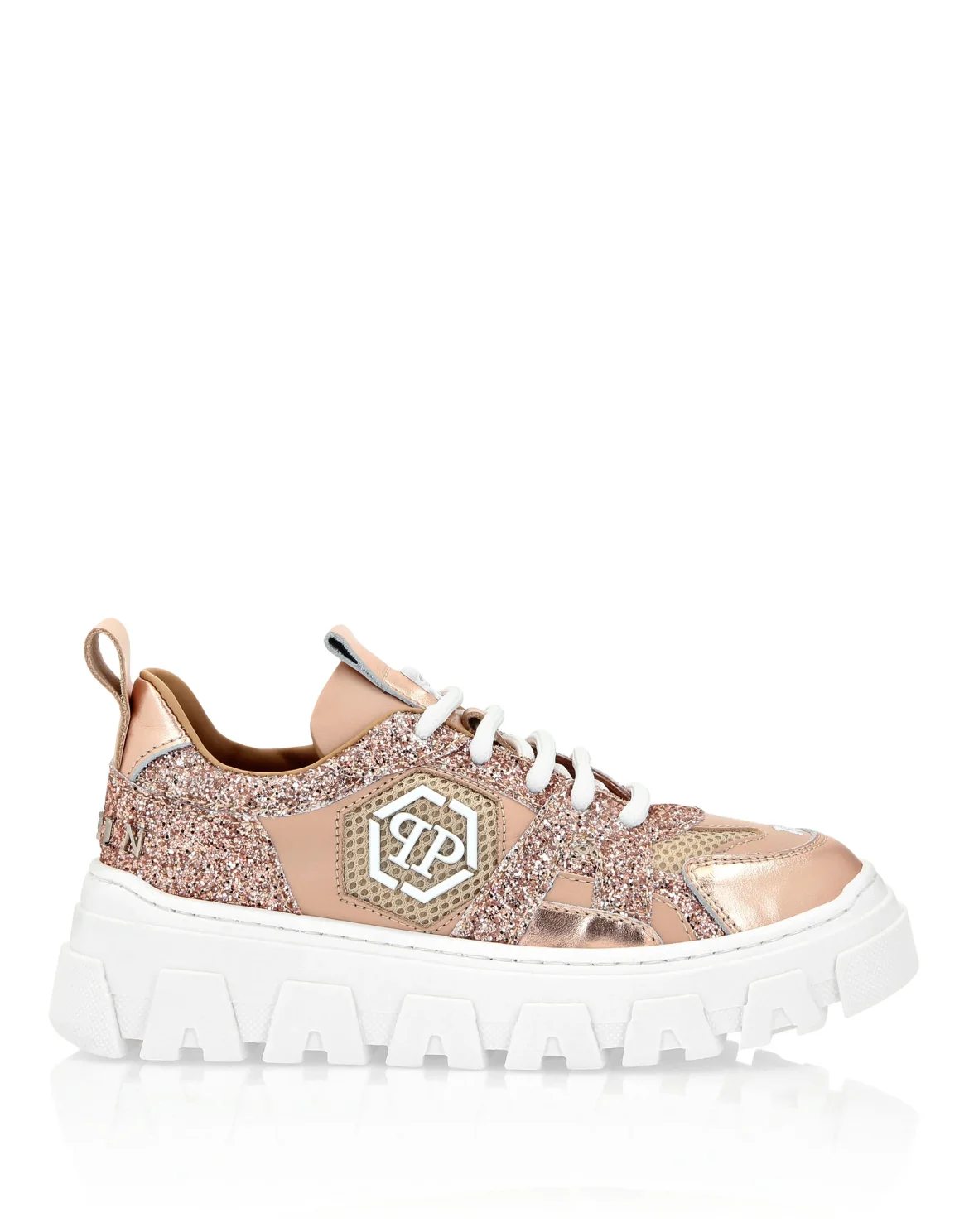 LO-TOP SNEAKERS MIX MATERIALS HEXAGON, цвет: Розовый