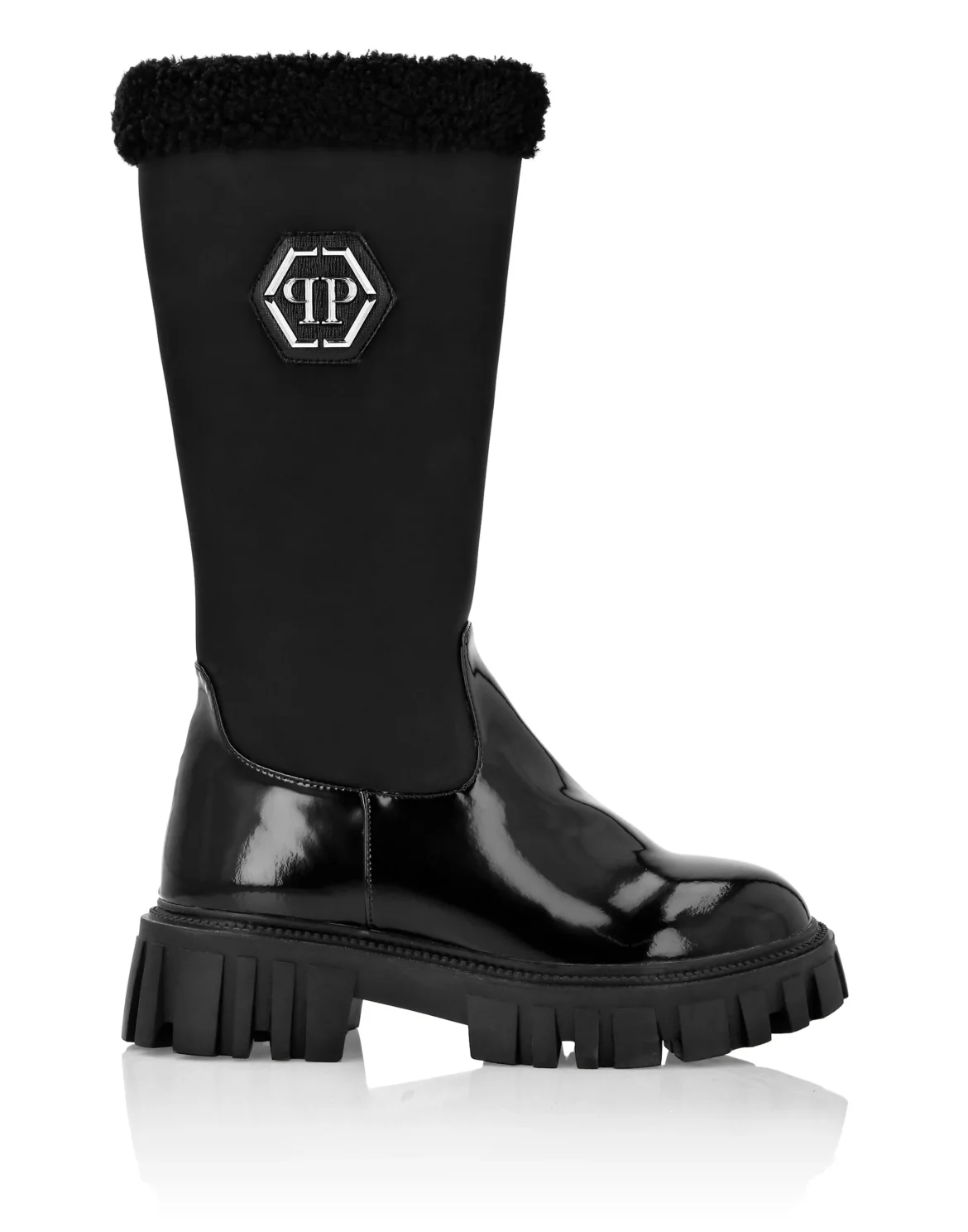 Mid-Flat Boots Hexagon, цвет: Черный
