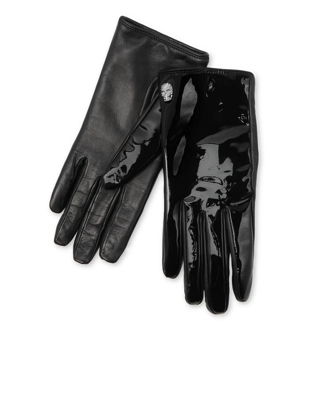 Mixed Leather Mid-Gloves Crystal Skull, цвет: Черный