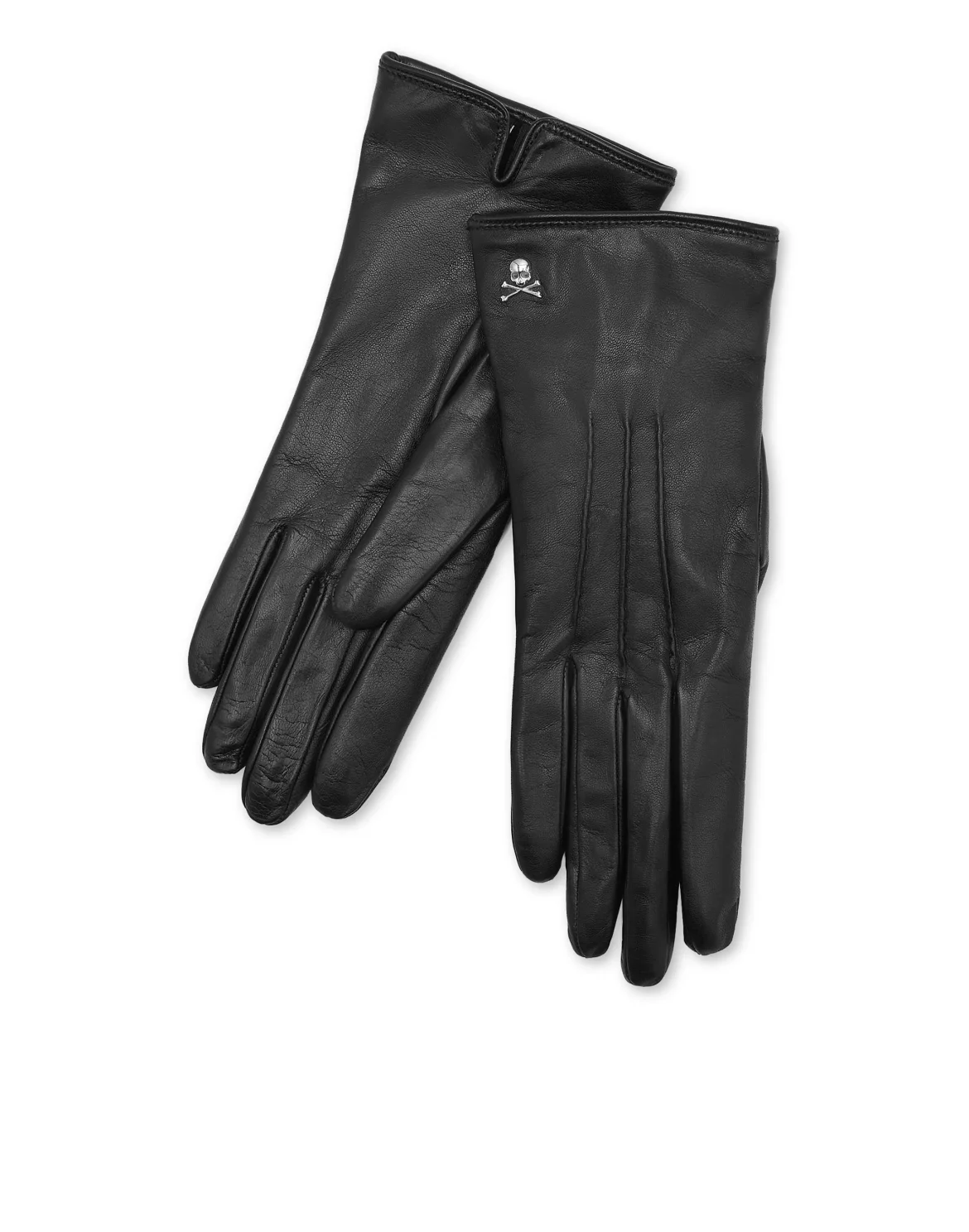 Leather Mid-Gloves Skull&Bones, цвет: Черный