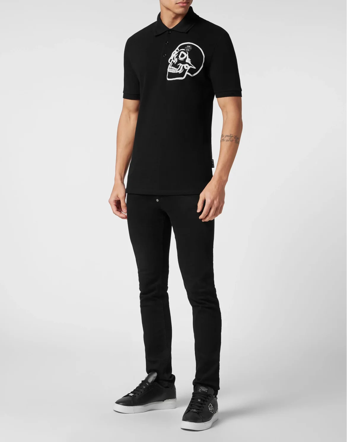 Slim Fit Jersey Polo Shirt Skull, цвет: Черный