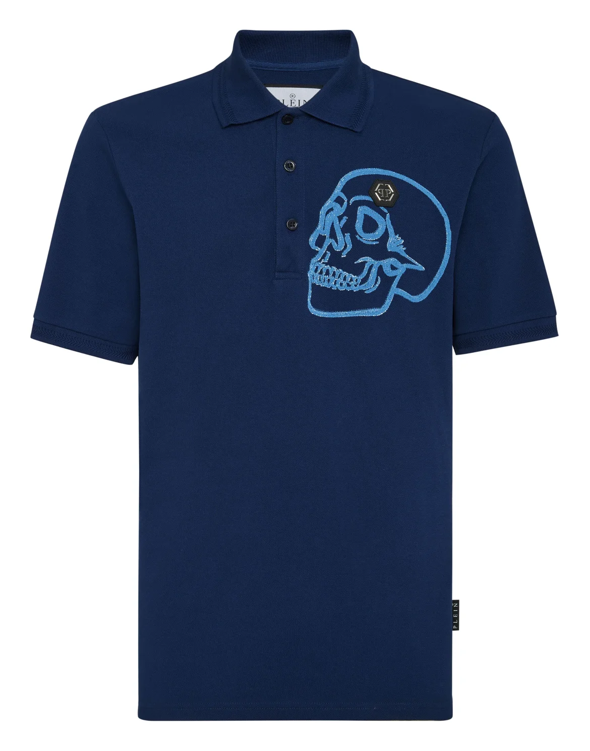 Slim Fit Jersey Polo Shirt Skull, цвет: Синий