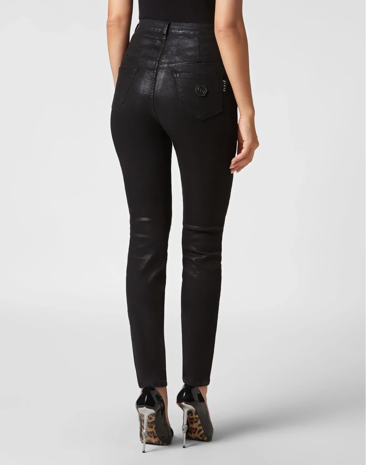 Denim Trousers Super High Waist Biker Fit, цвет: Черный