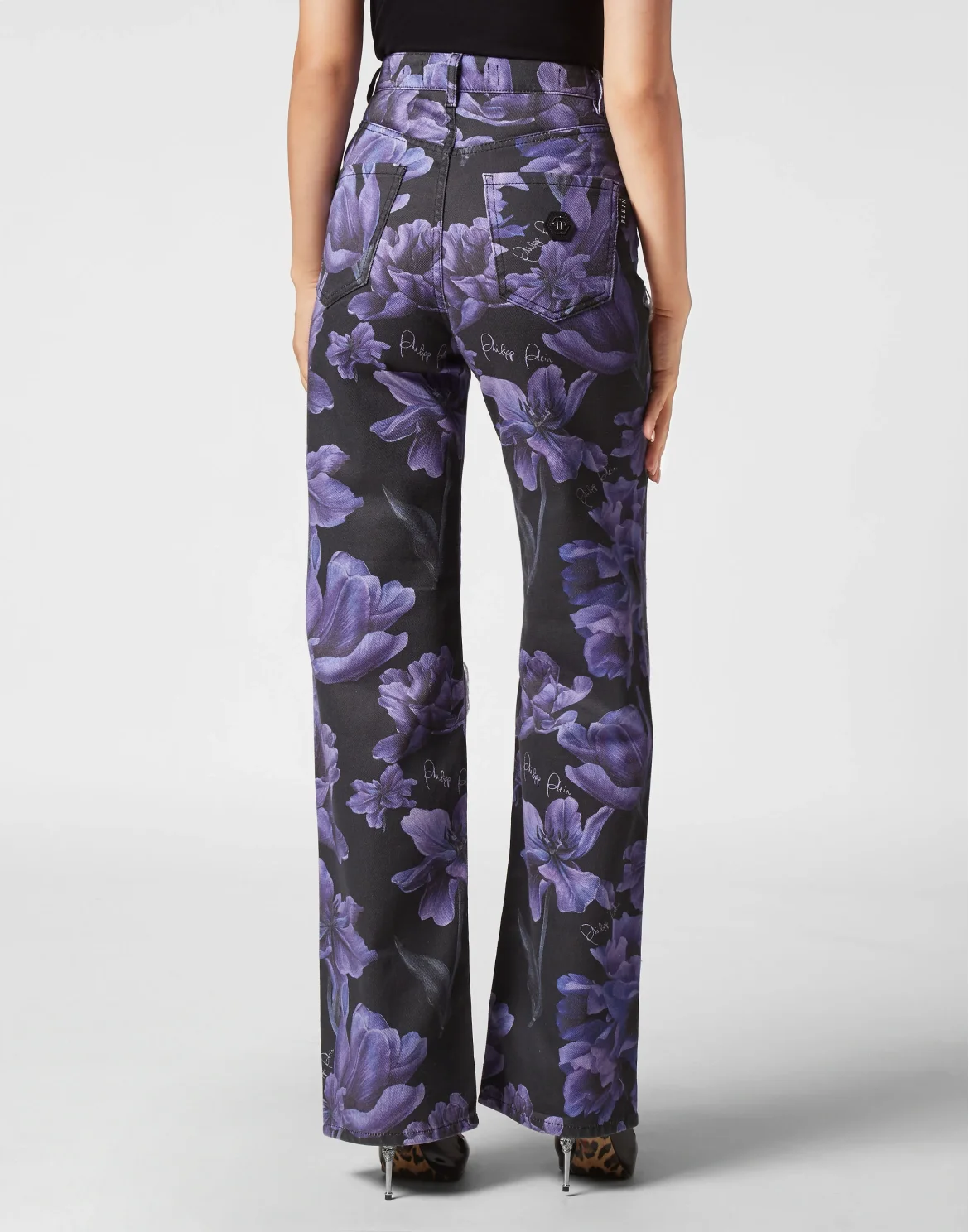 Denim Trousers Palace Fit Flowers, цвет: Черный