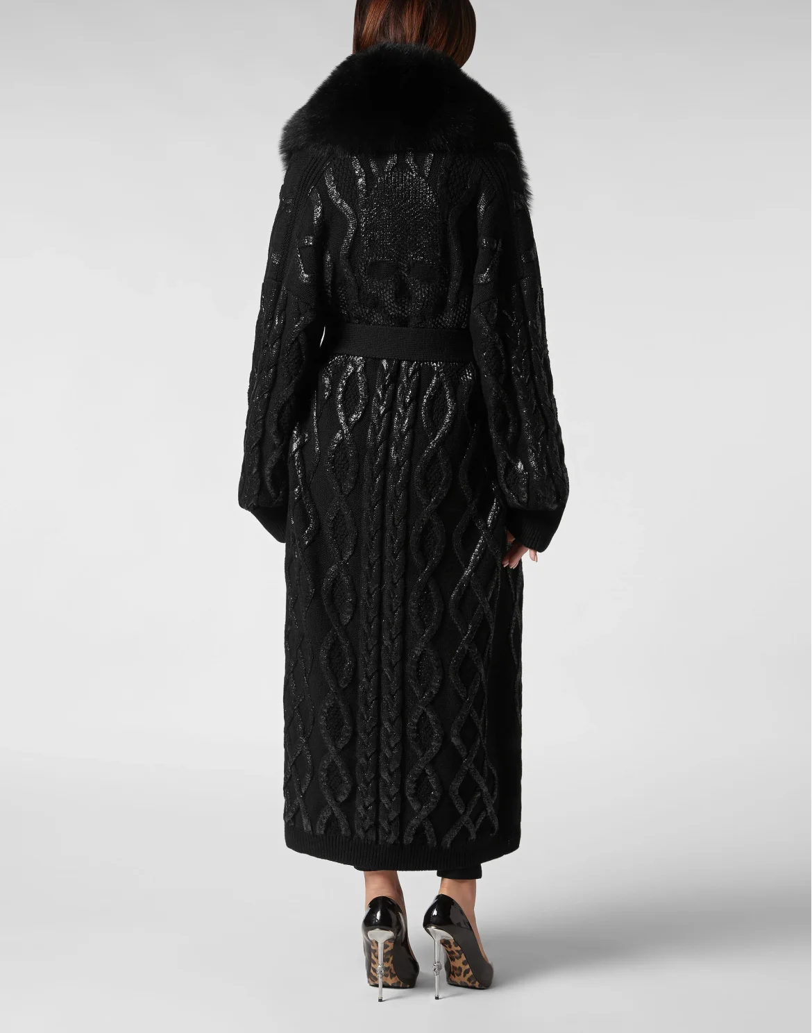 Wool & Fur Cardigan Long Skull&Bones, цвет: Черный