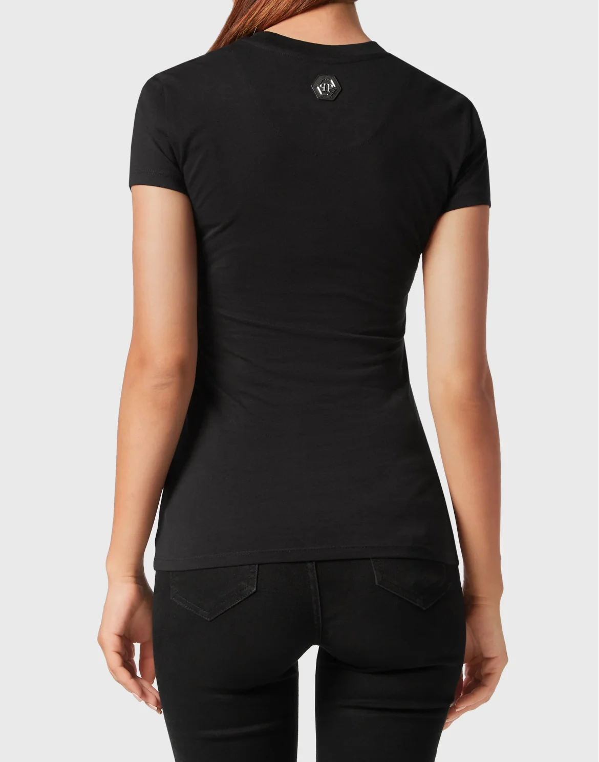 T-shirt Round Neck Sexy Pure Fit Flowers, цвет: Черный