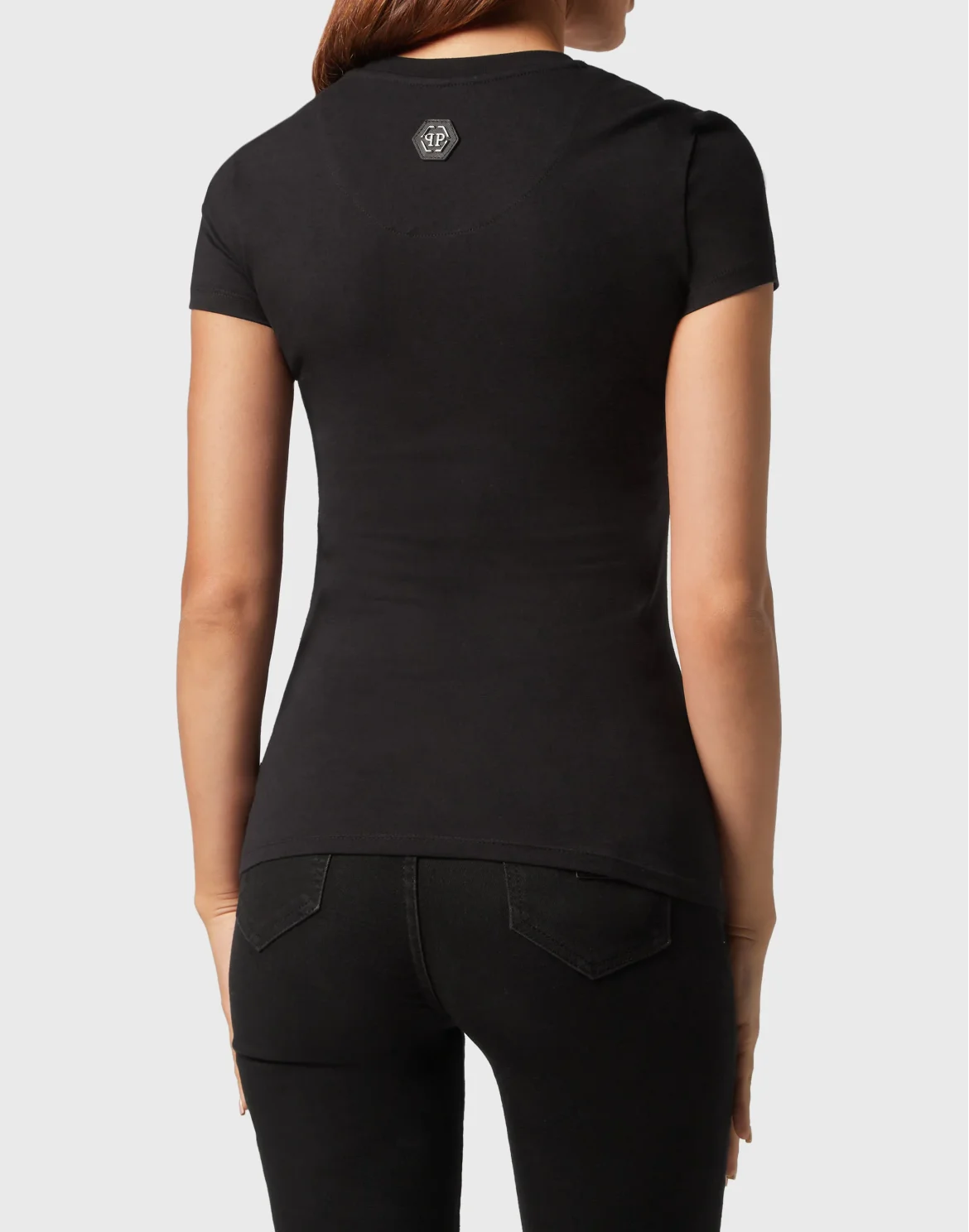 T-shirt Round Neck Sexy Pure Fit Flowers, цвет: Черный