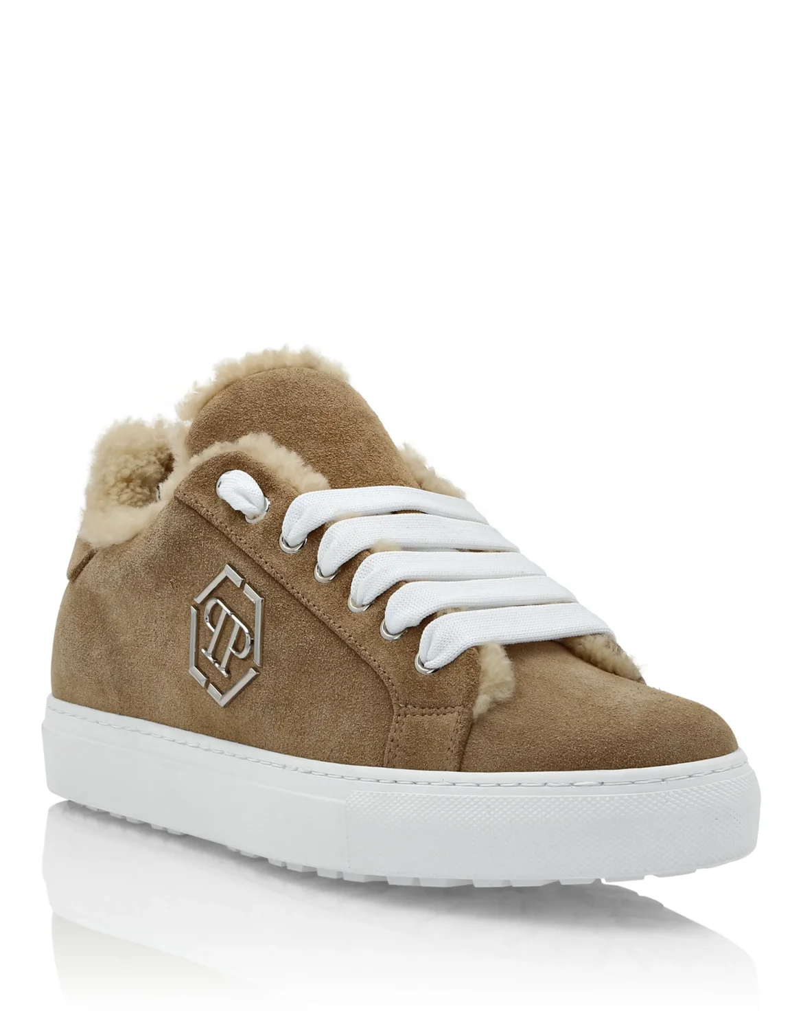 Shearling Lo-Top Sneakers, цвет: Бежевый