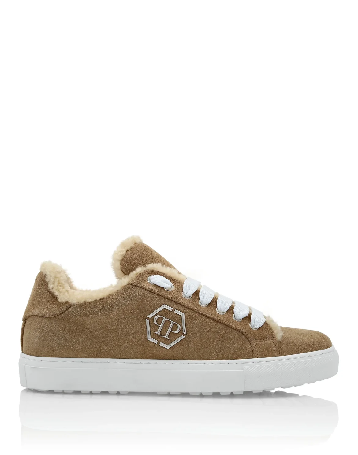 Shearling Lo-Top Sneakers, цвет: Бежевый