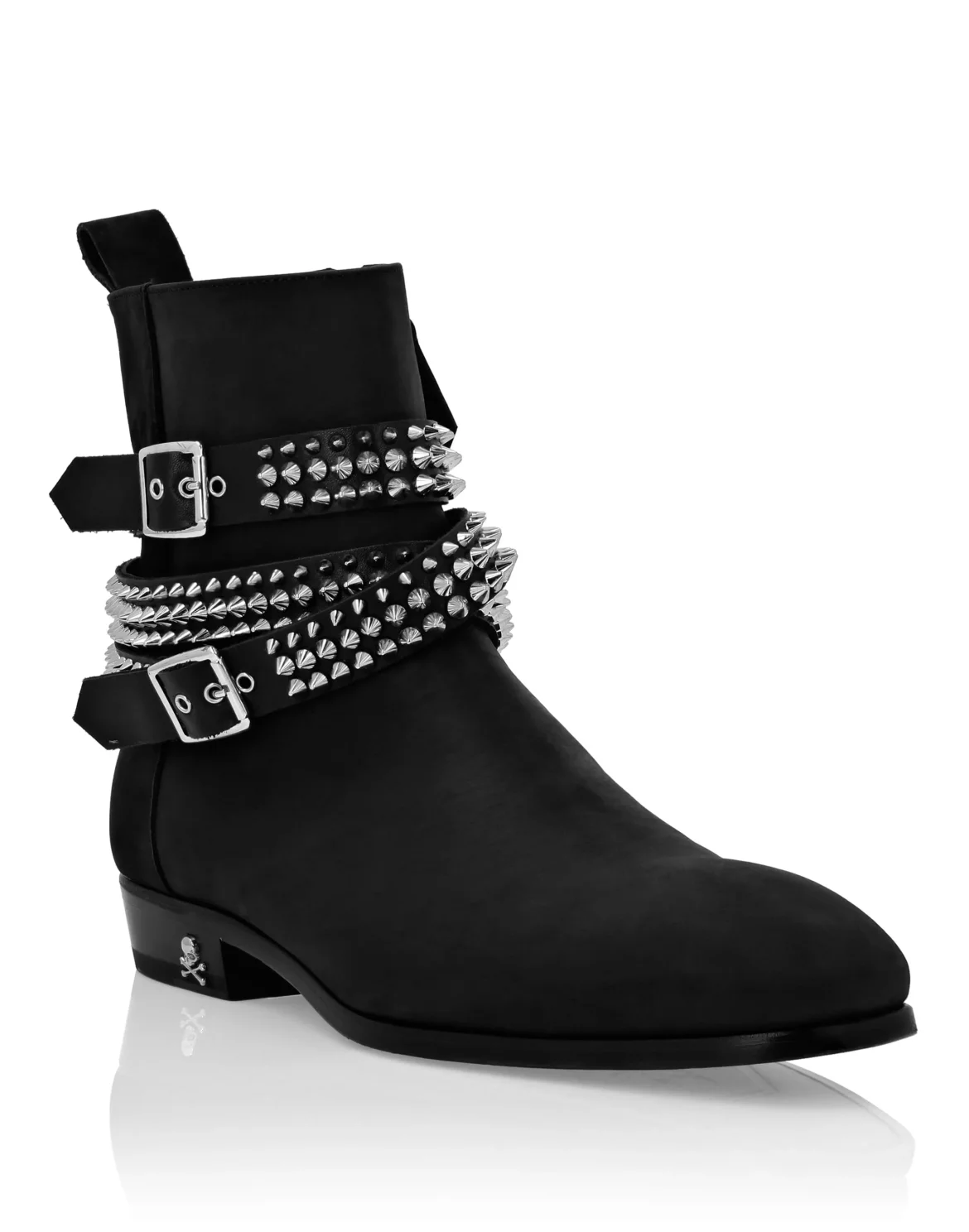 Nubuck Flat  Boots Studs, цвет: Черный