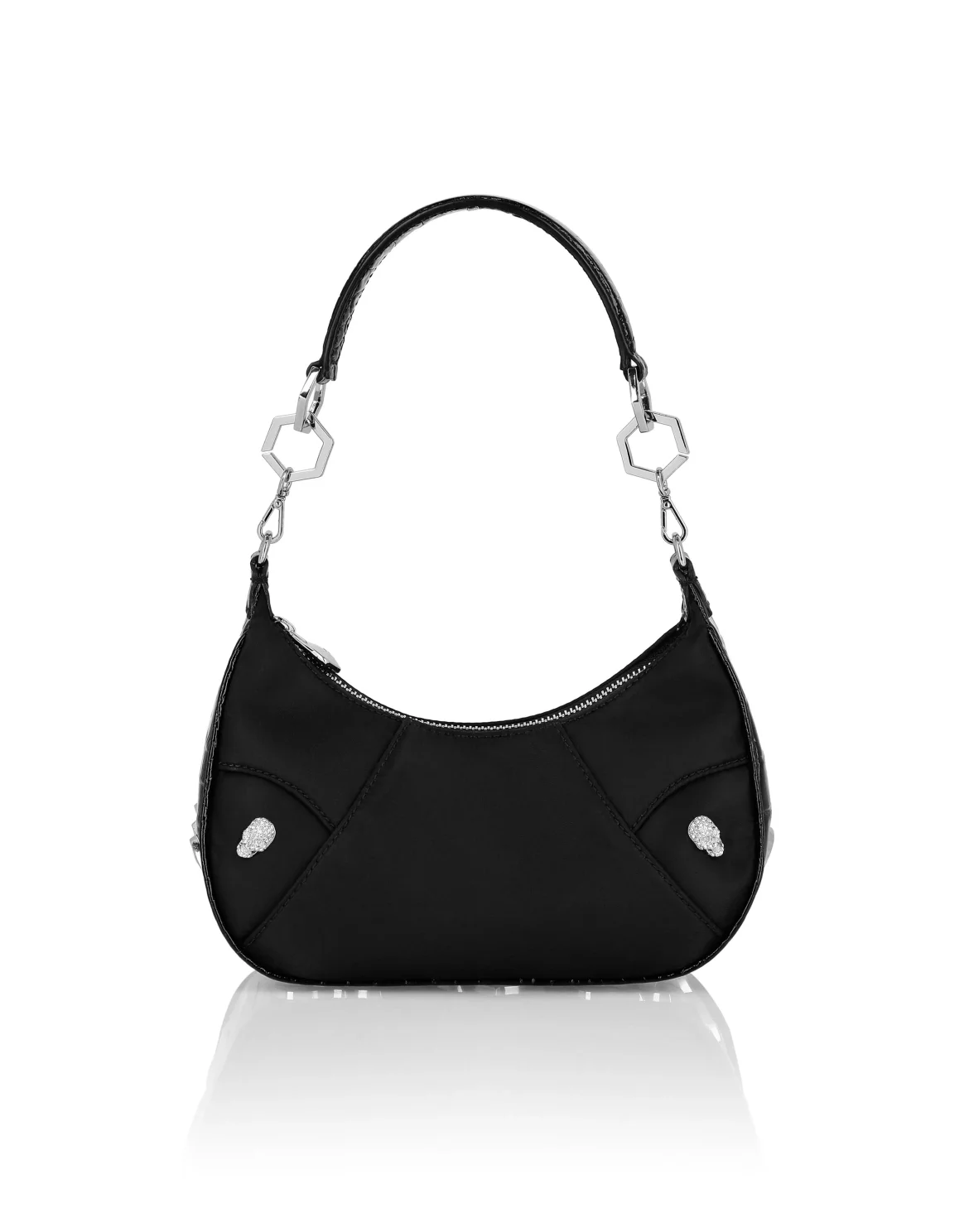 Nylon Crocco Shoulder Bag Gothic Plein, цвет: Черный