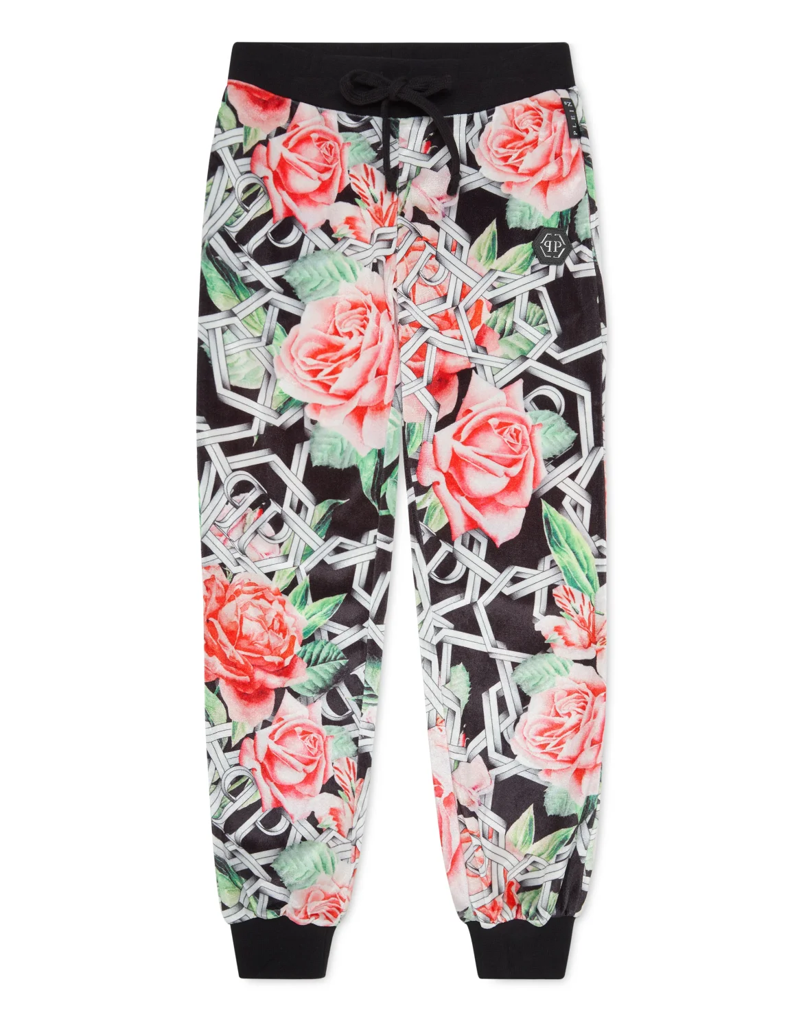 Chenille Jogging Trousers Roses, цвет: Черный