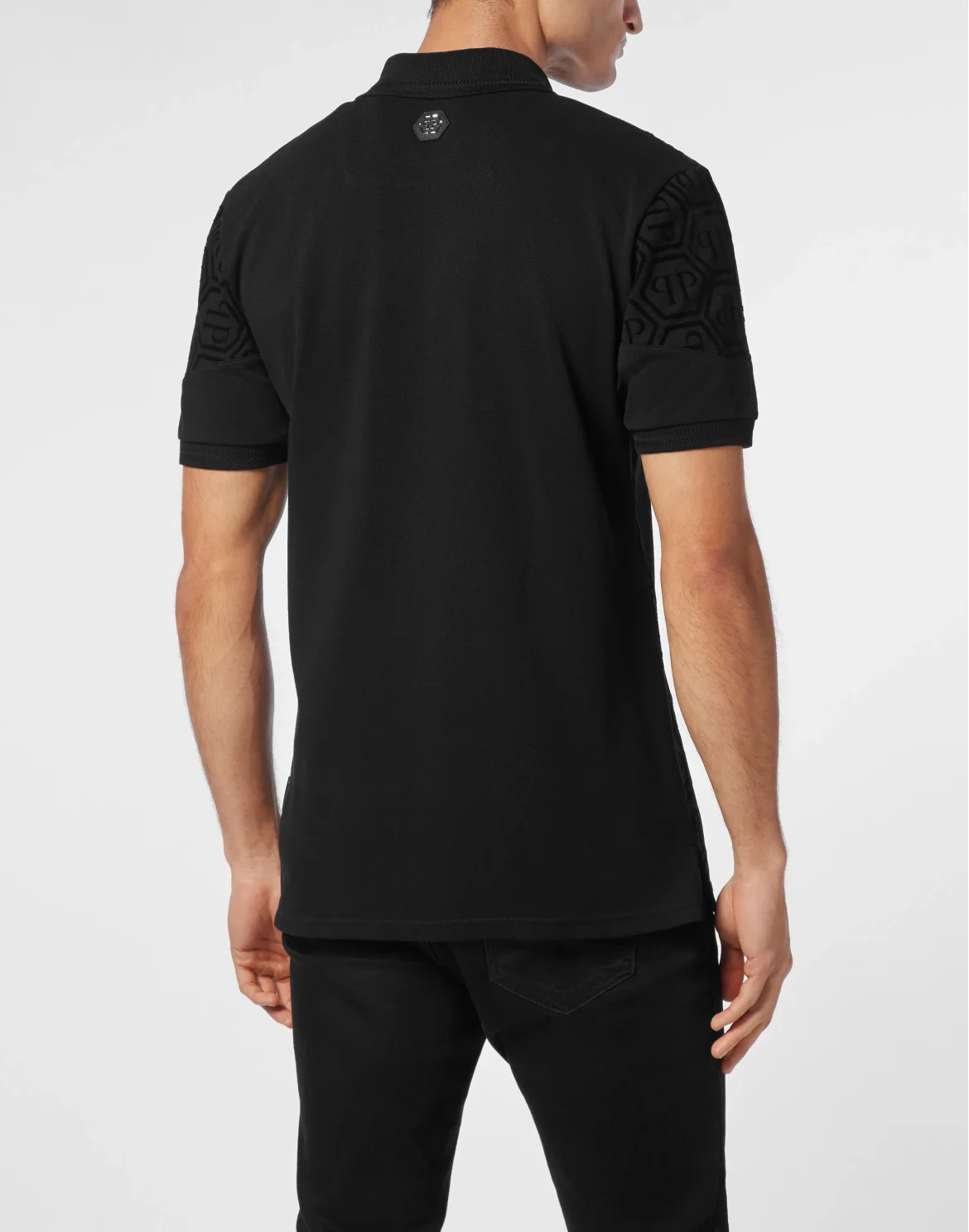 Pique Polo Shirt SS Monogram, цвет: Черный