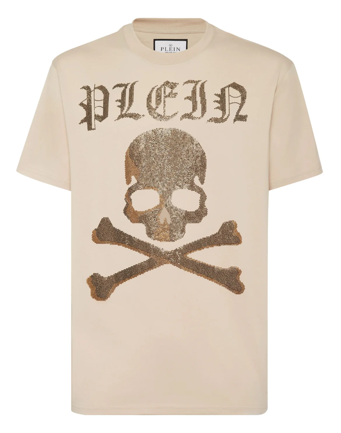 T-shirt Round Neck SS Strass Skull&Bones, цвет: Бежевый