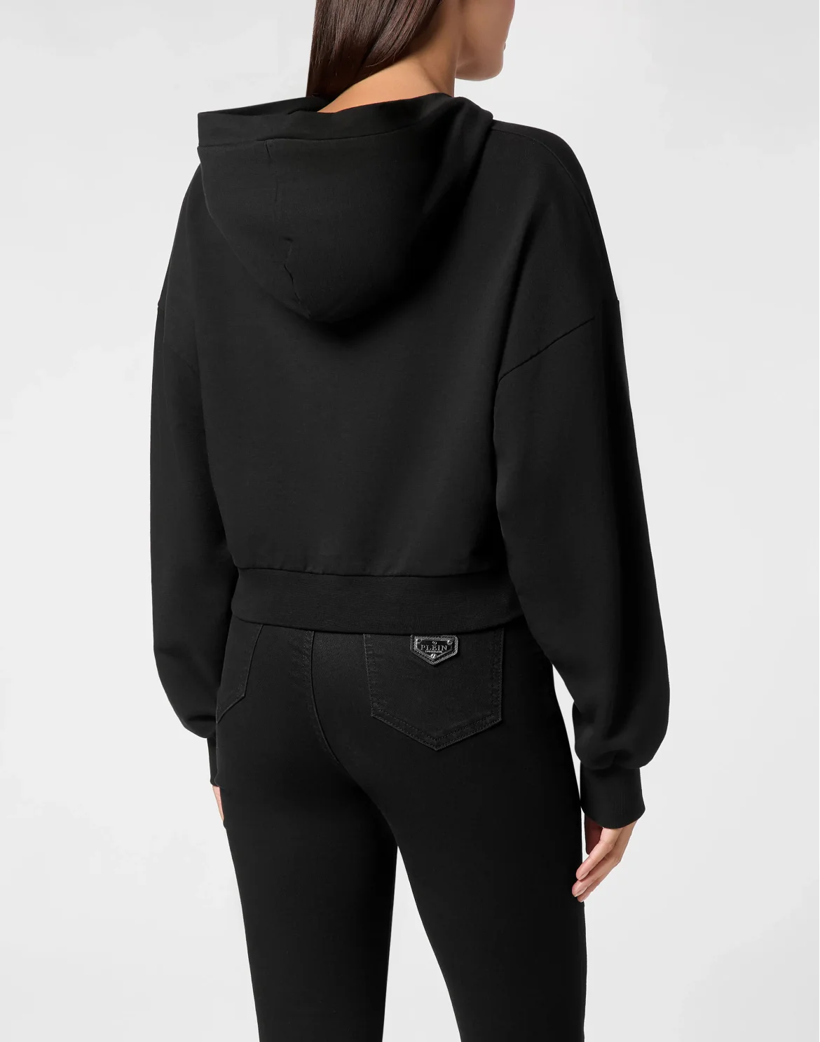 Cropped Hoodie Sweatshirt Crystal Hexagon, цвет: Черный