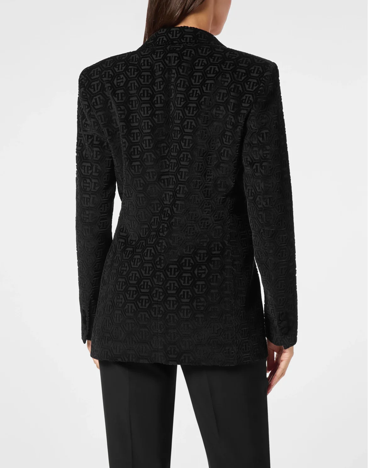 Velvet Single Breasted Blazer Monogram, цвет: Черный