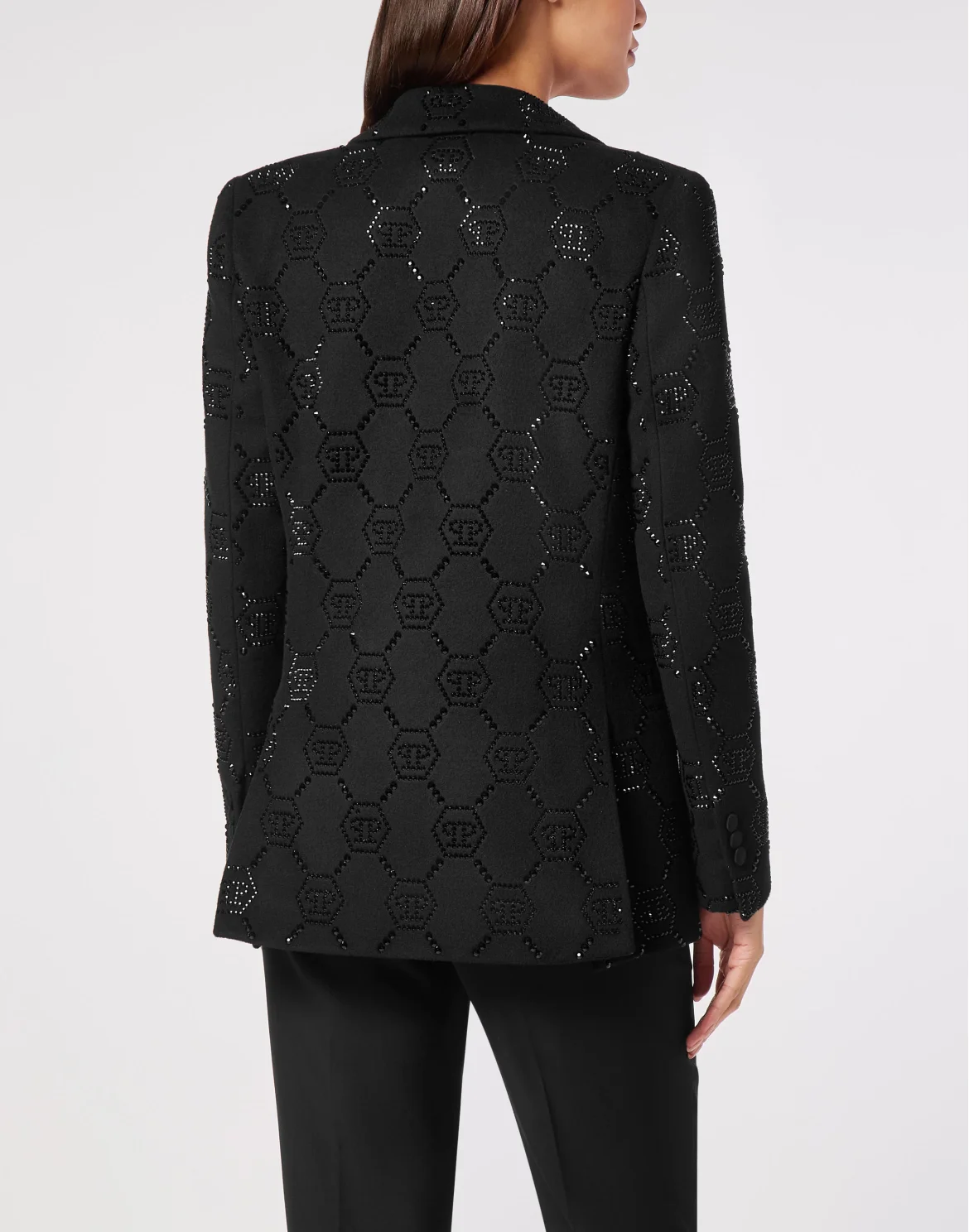 Wool Boxy Blazer Strass Monogram, цвет: Черный