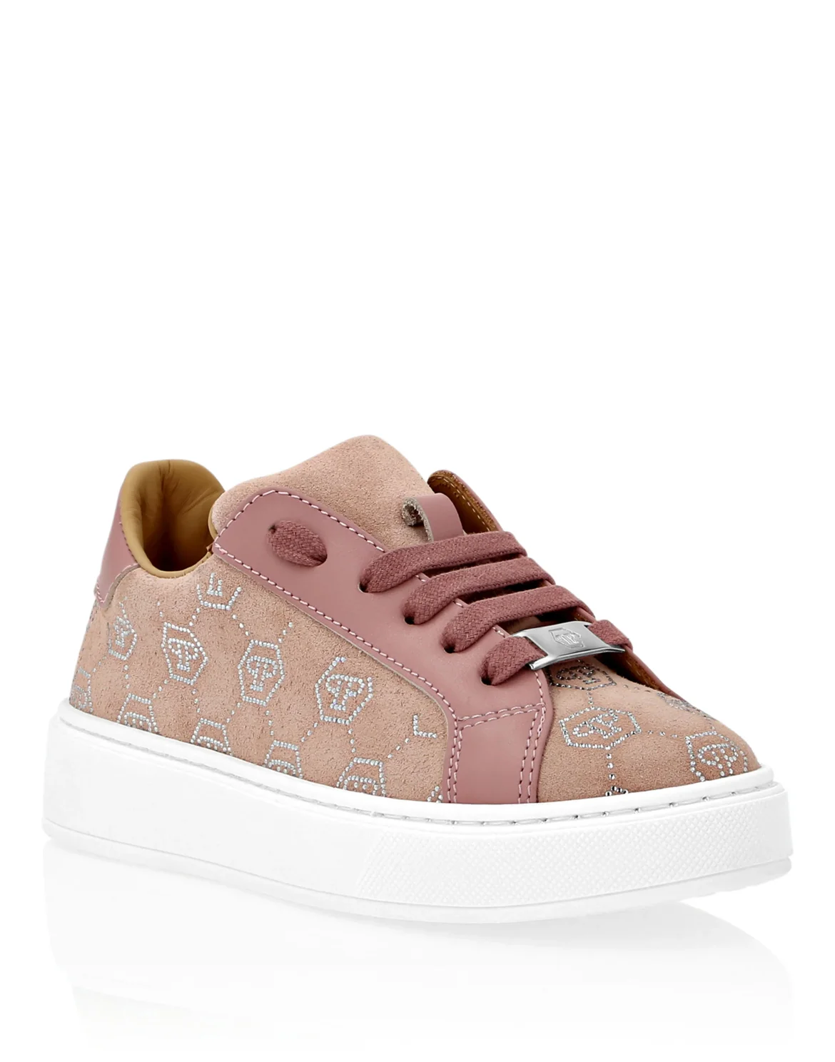 Suede Lo-Top Sneakers Monogram Strass, цвет: Розовый