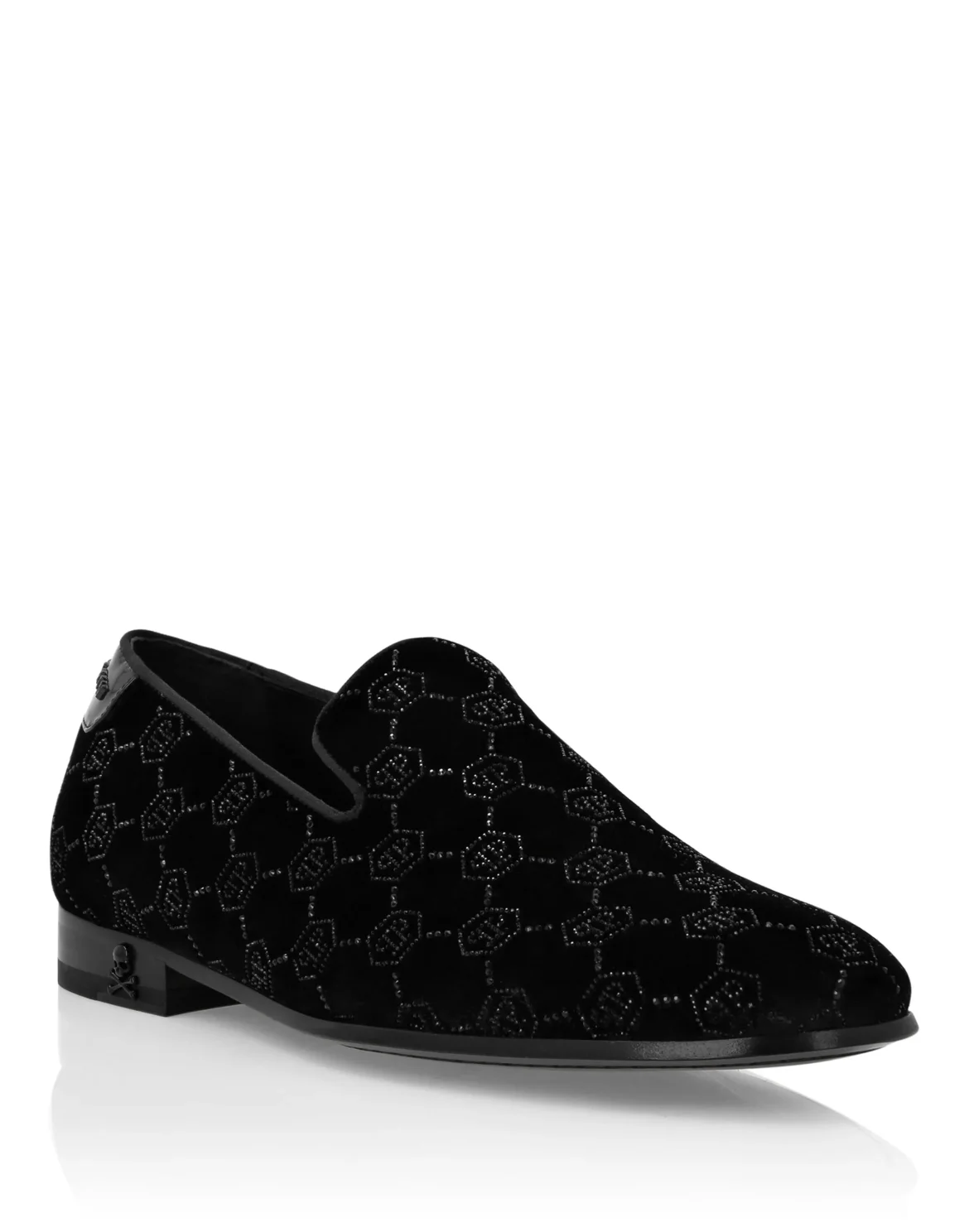 Velvet Loafers Strass Monogram, цвет: Черный
