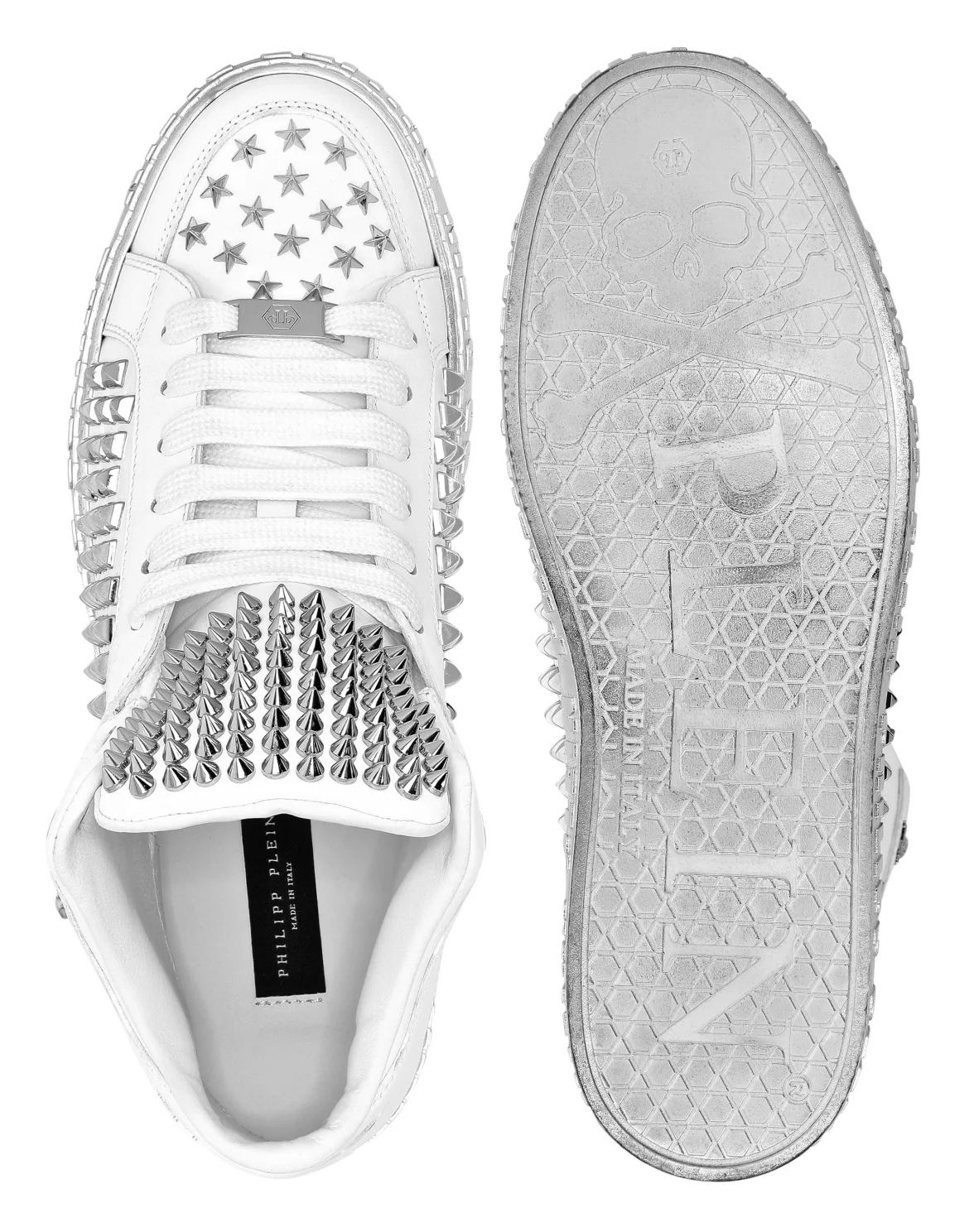 Nappa Leather Mid-Top Sneakers Studs, цвет: Белый