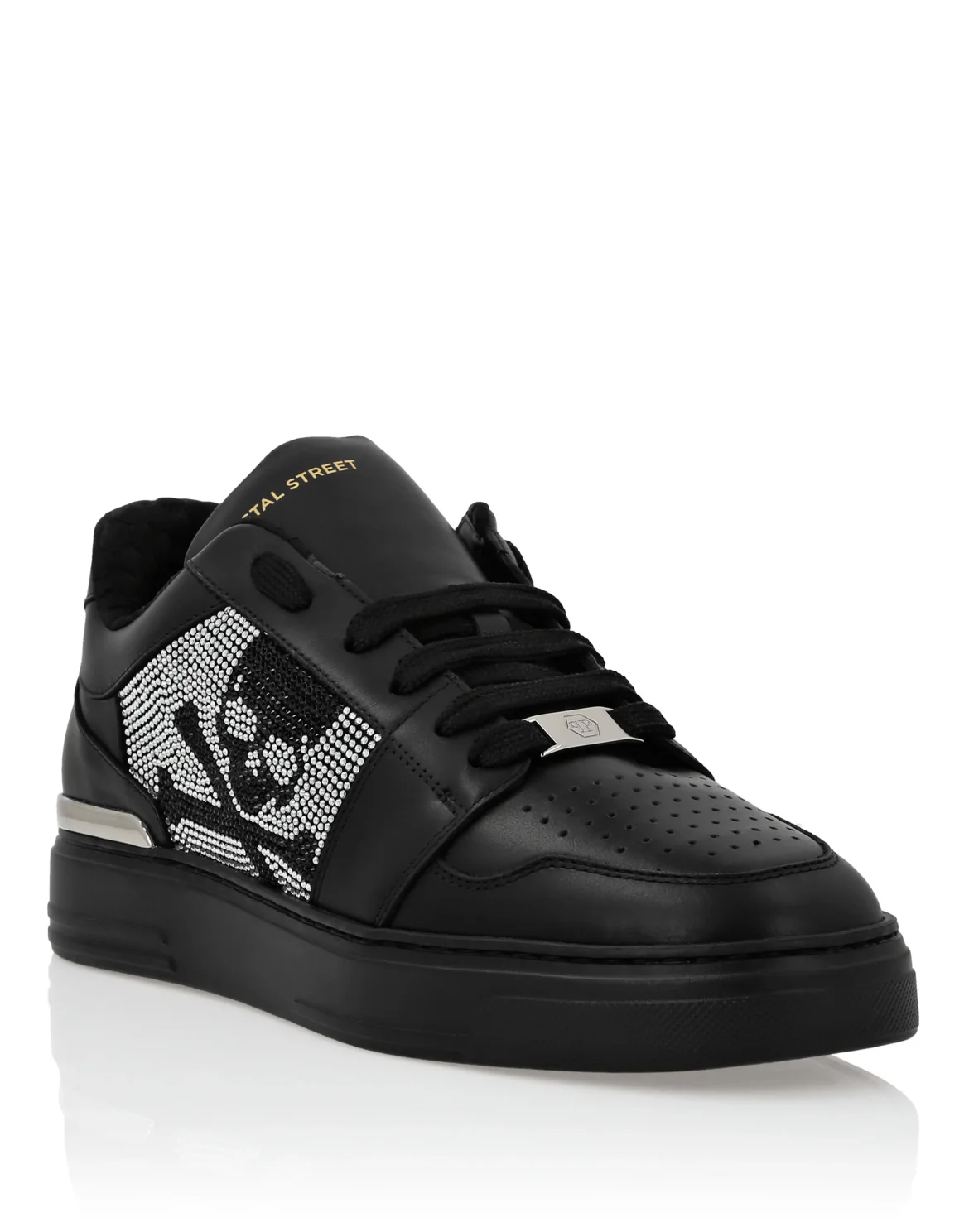 Lo-Top Crystal Leather Sneakers Skull&Bones, цвет: Черный