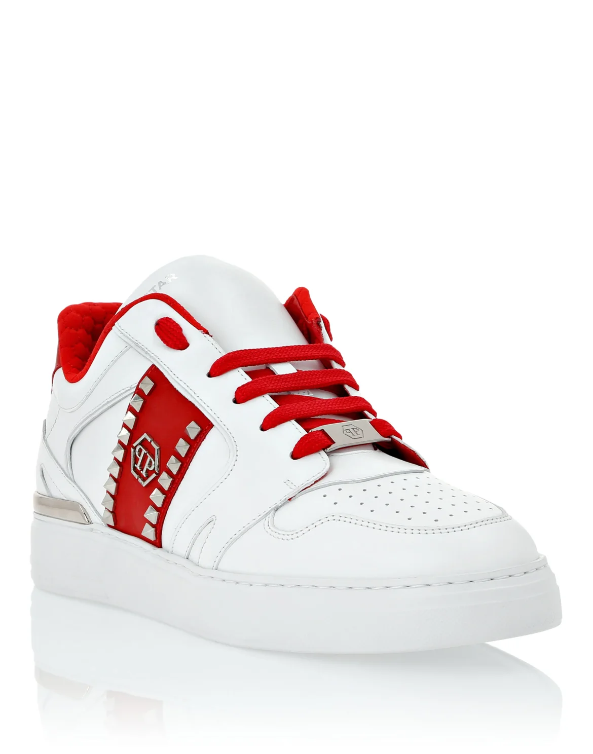 Nappa Leather Lo-Top Sneakers Studs, цвет: Белый